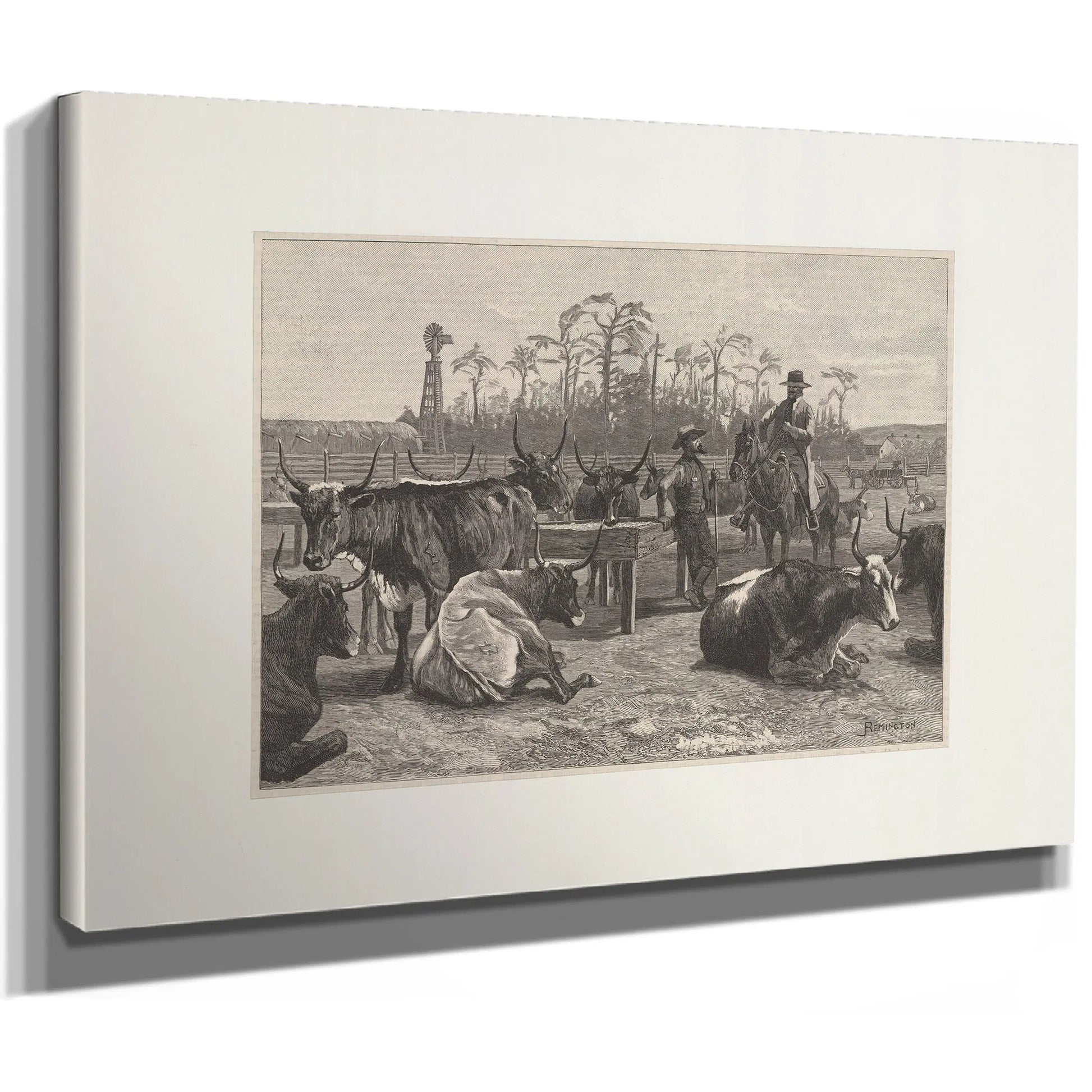 Texan Cattle In Kansas Corn Corral by Frederic Remington