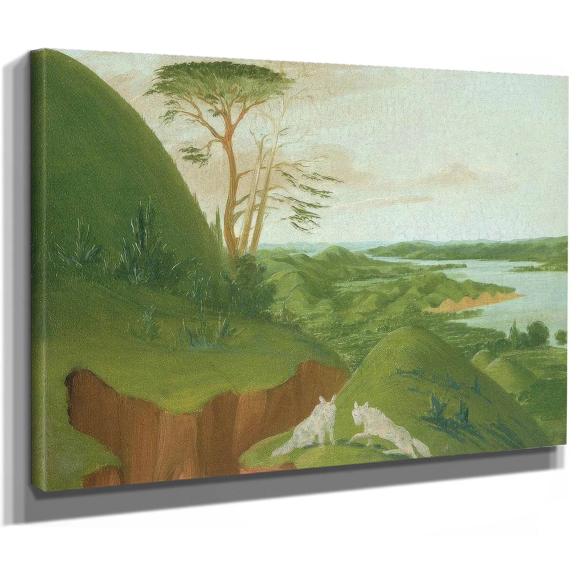 River Bluffs With White Wolves In The Foreground, Upper Missouri By George Catlin Fine Art Print