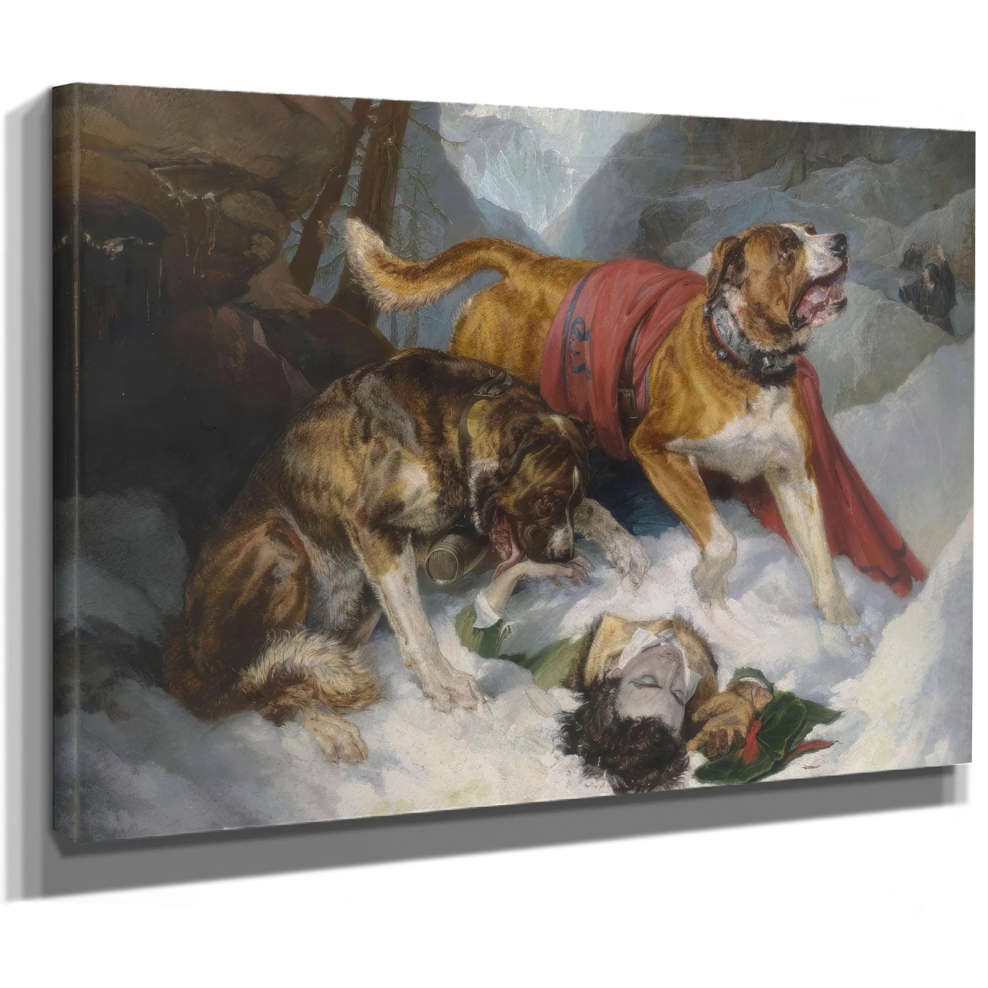 Alpine Mastiffs Reanimating A Distressed By Edwin Landseer Fine Art Print