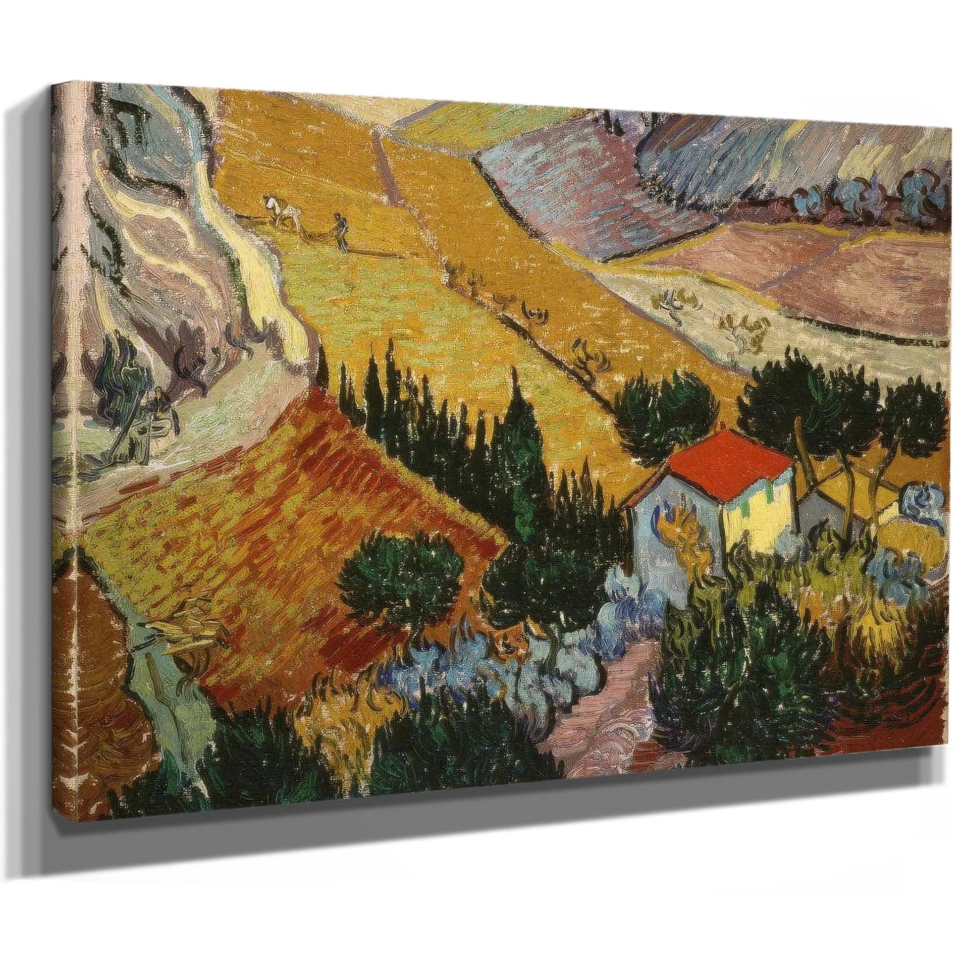 Landscape With House And Ploughman By Vincent Van Gogh Fine Art Print