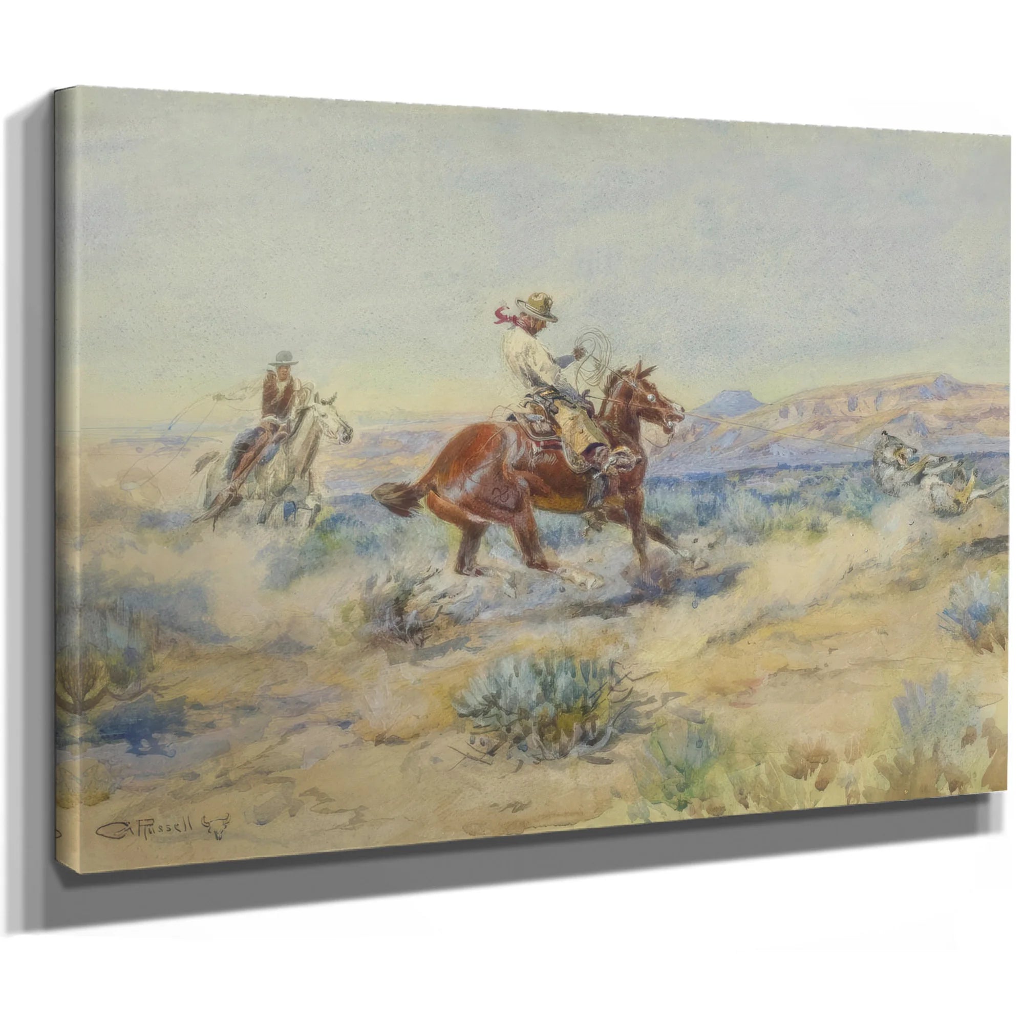 Roping A Wolf By Charles Marion Russell Fine Art Print