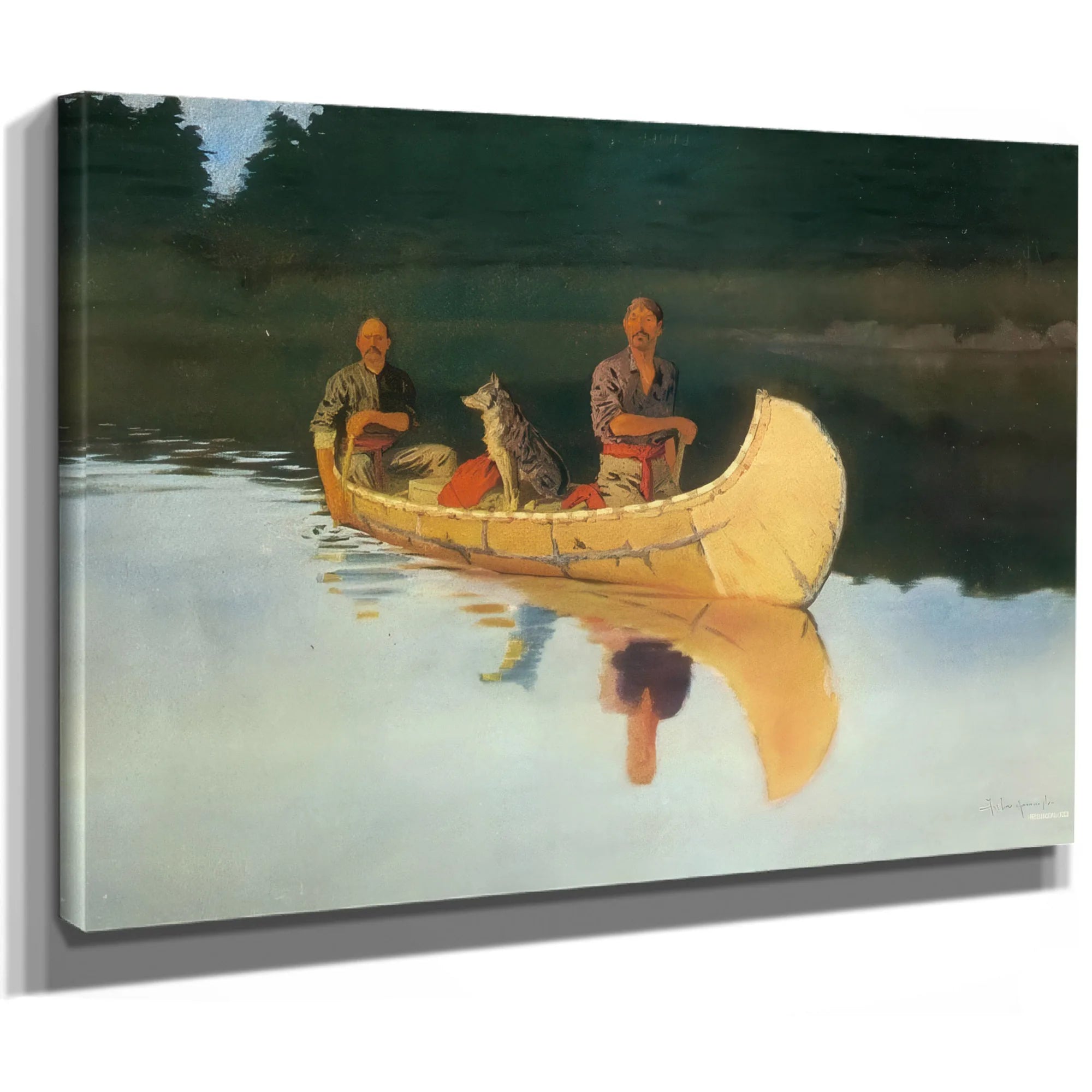 An Evening On A Canadian Lake By Frederic Remington Fine Art Print
