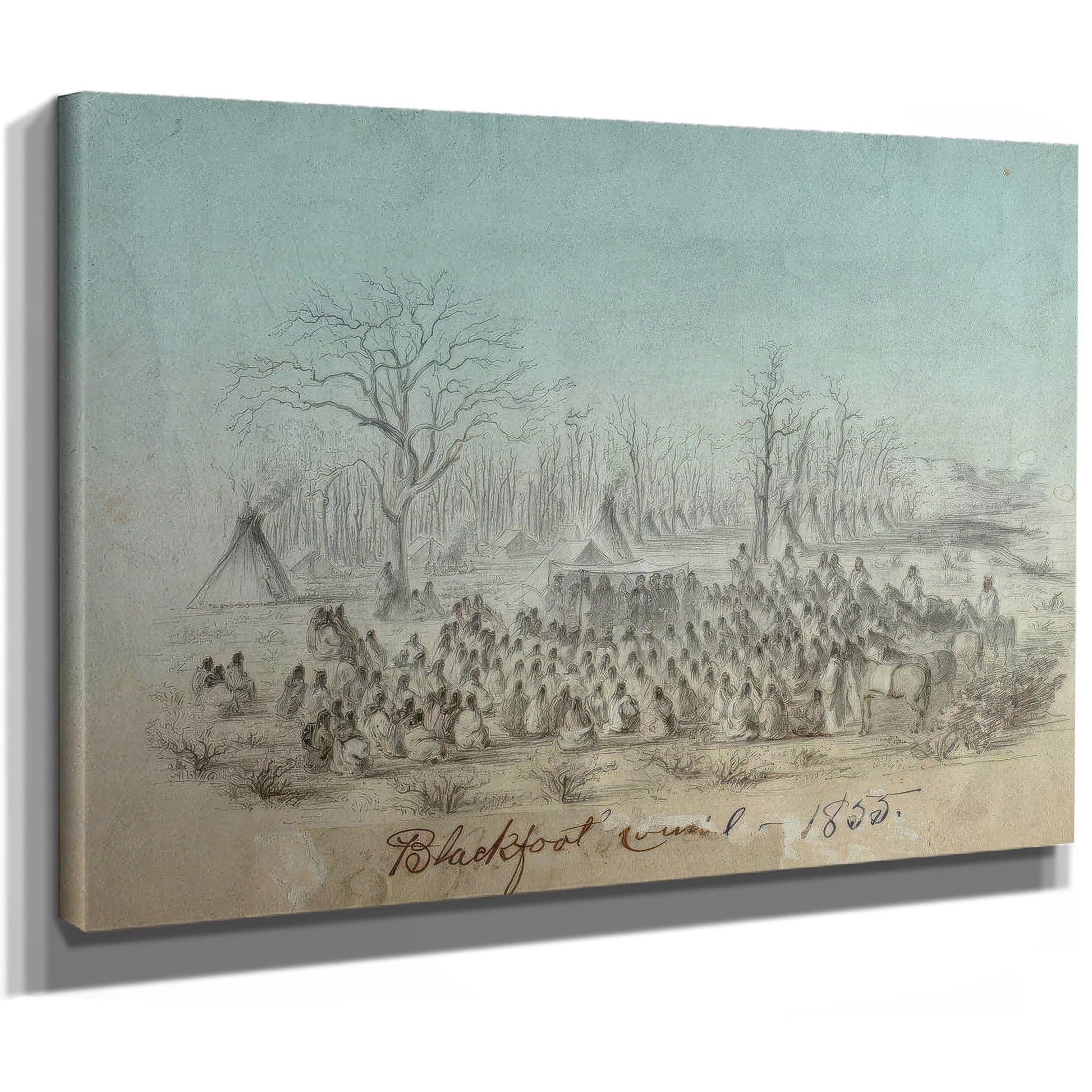 Blackfoot Council Group By Gustav Sohon Fine Art Print
