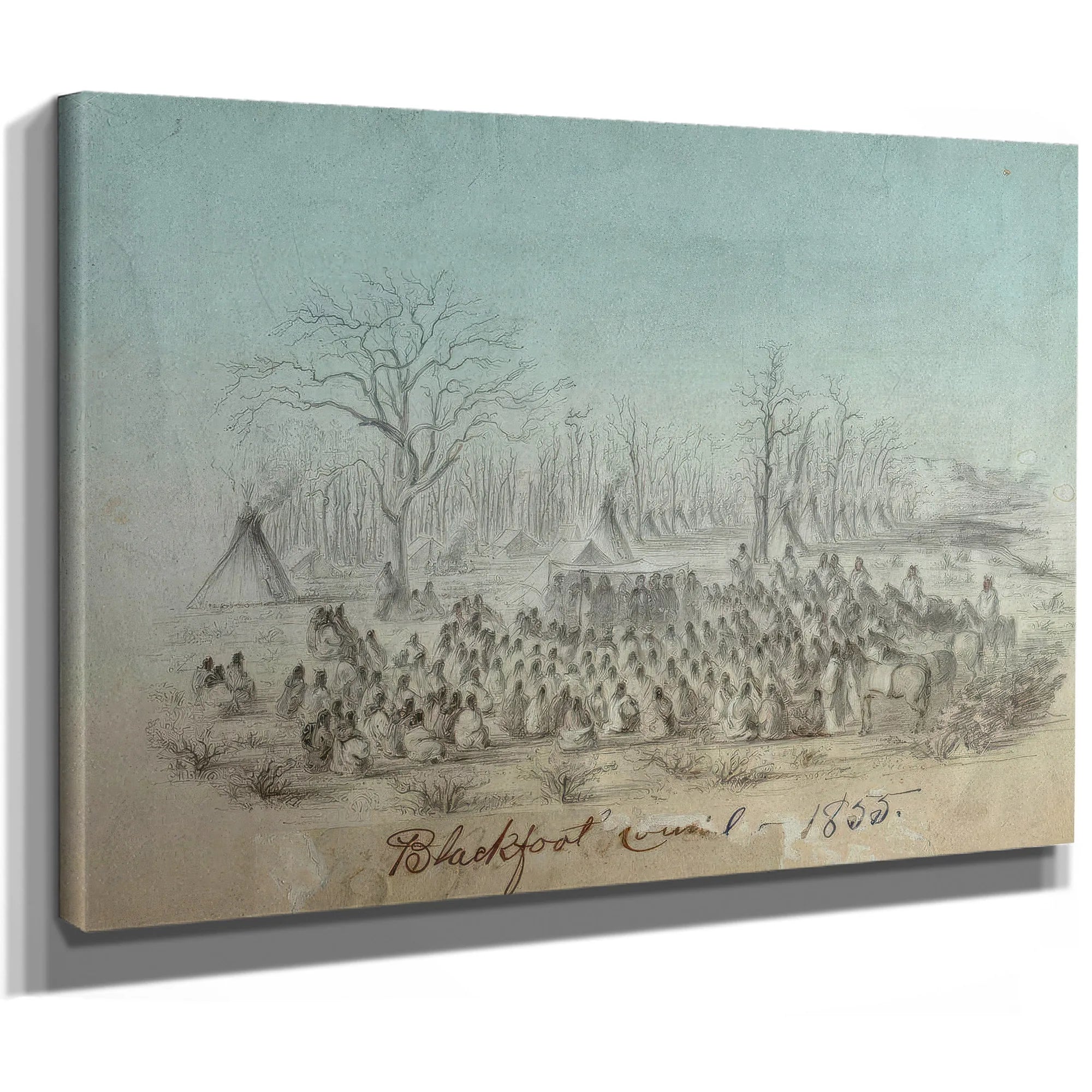 Blackfoot Council Group By Gustav Sohon Fine Art Print