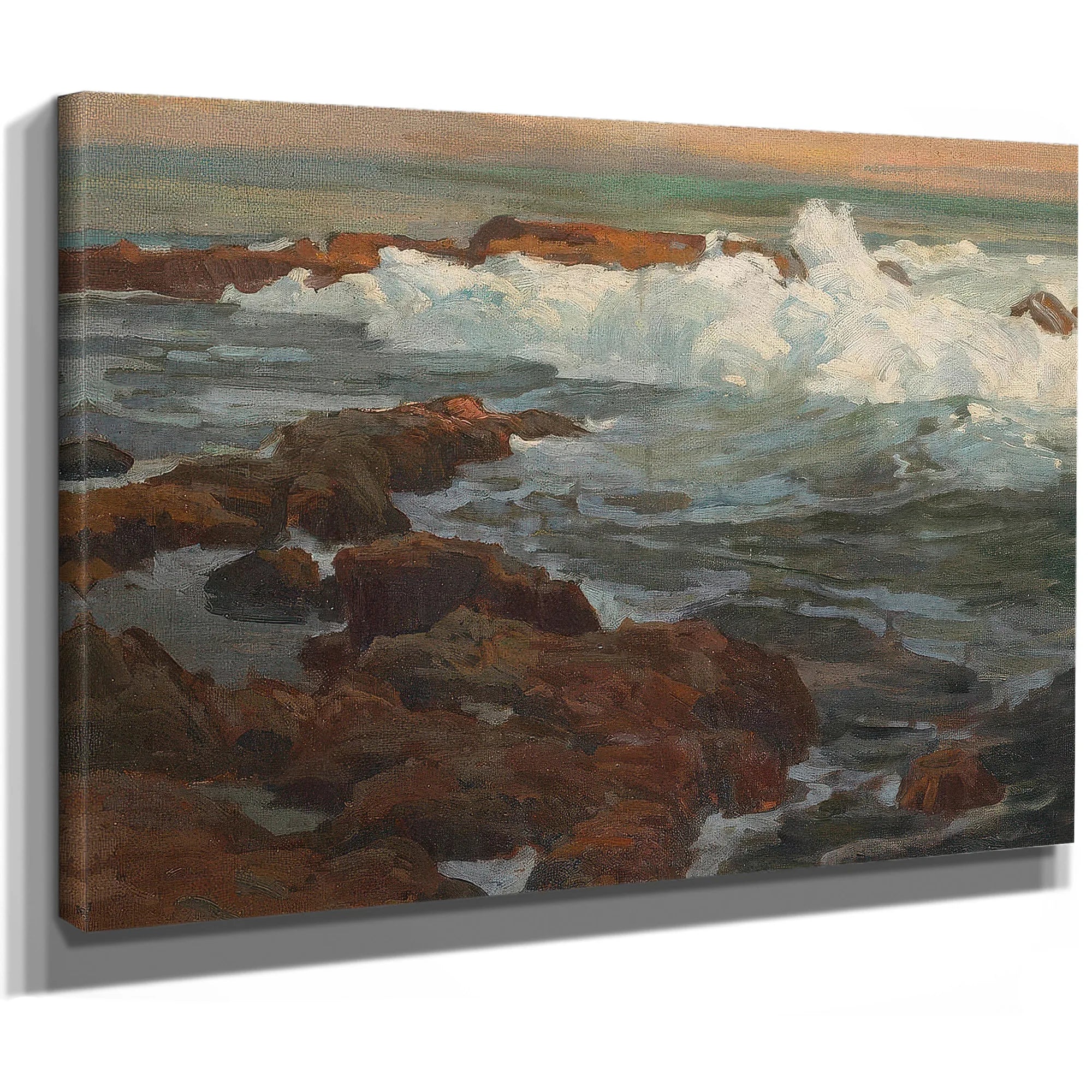 Waves Breaking Along A Rocky Coast By Edgar Payne Fine Art Print