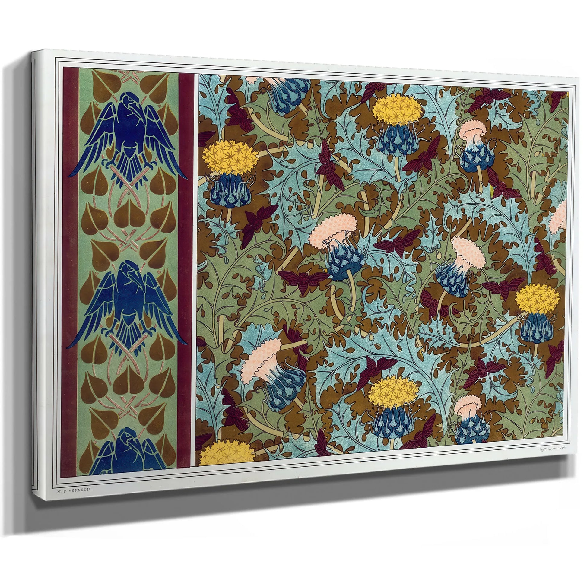Corbeaux Bordure Au Pochoir Cigales Et Chardons Etoffe Imprimee by Maurice Pillard Verneuil Fine Art Print