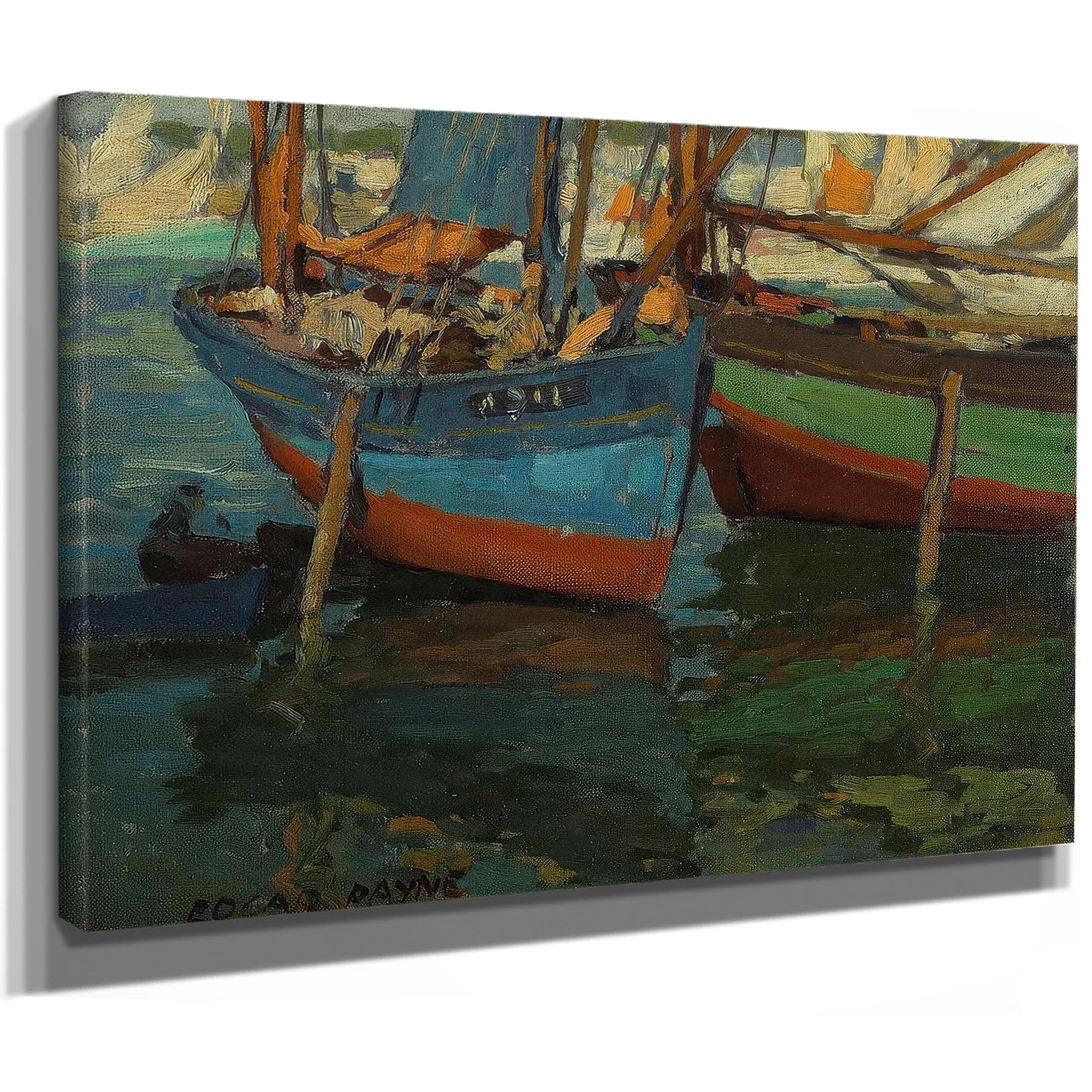 Two Boats In A Harbor By Edgar Payne Fine Art Print