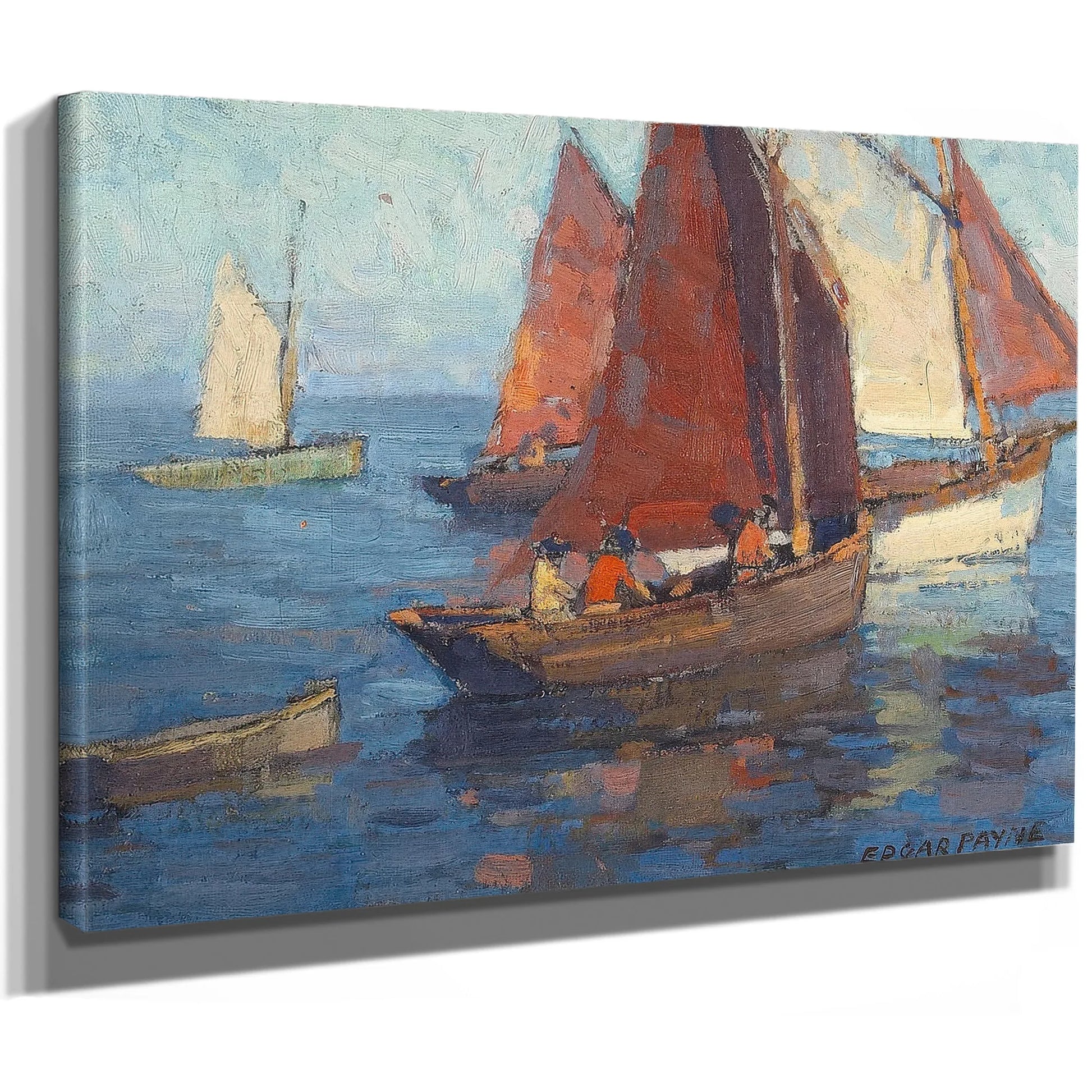Figures In Sailboats On Calm Waters By Edgar Payne Fine Art Print