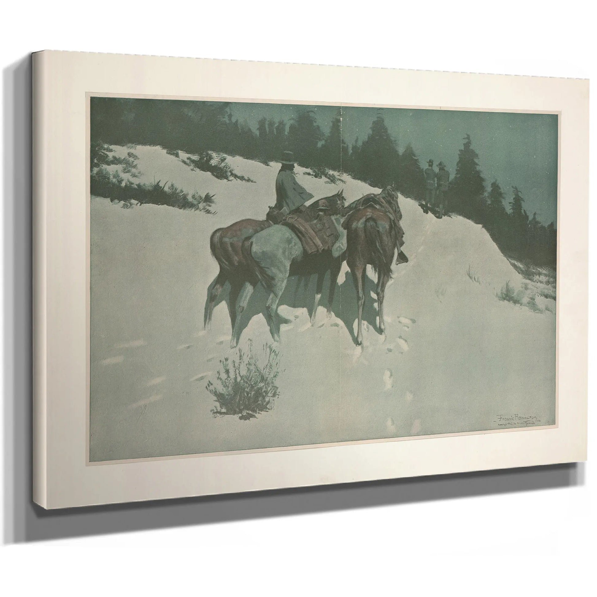 A Reconnaissance A Cavalry Officer With His White Scout Viewing Hostile Indian Country By Moonlight by Frederic Remington