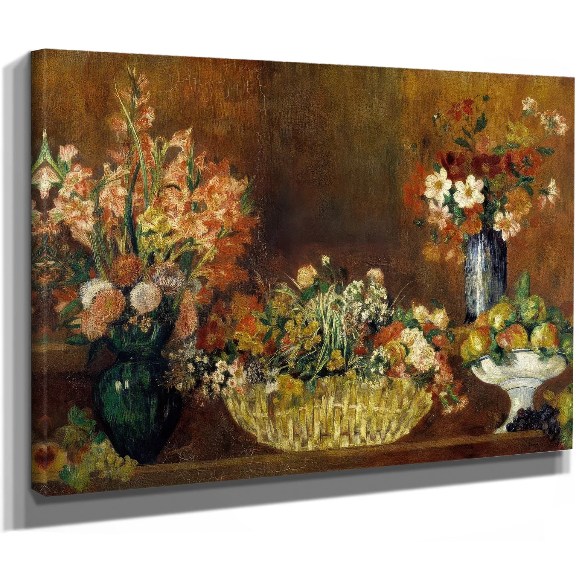 Still Life With Flowers And Fruit By Pierre August Renoir Fine Art Print