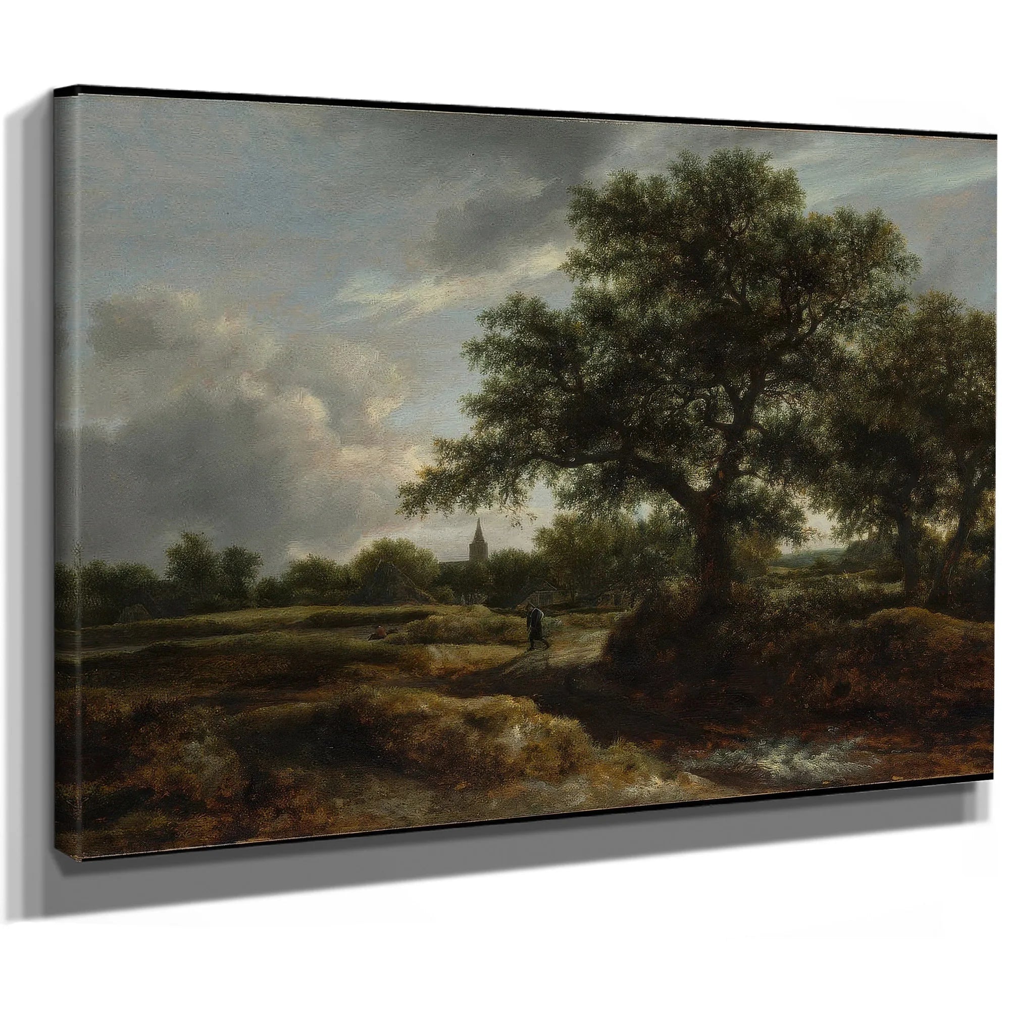 Landscape With A Village In The Distance By Jacob Van Rusdael Fine Art Print