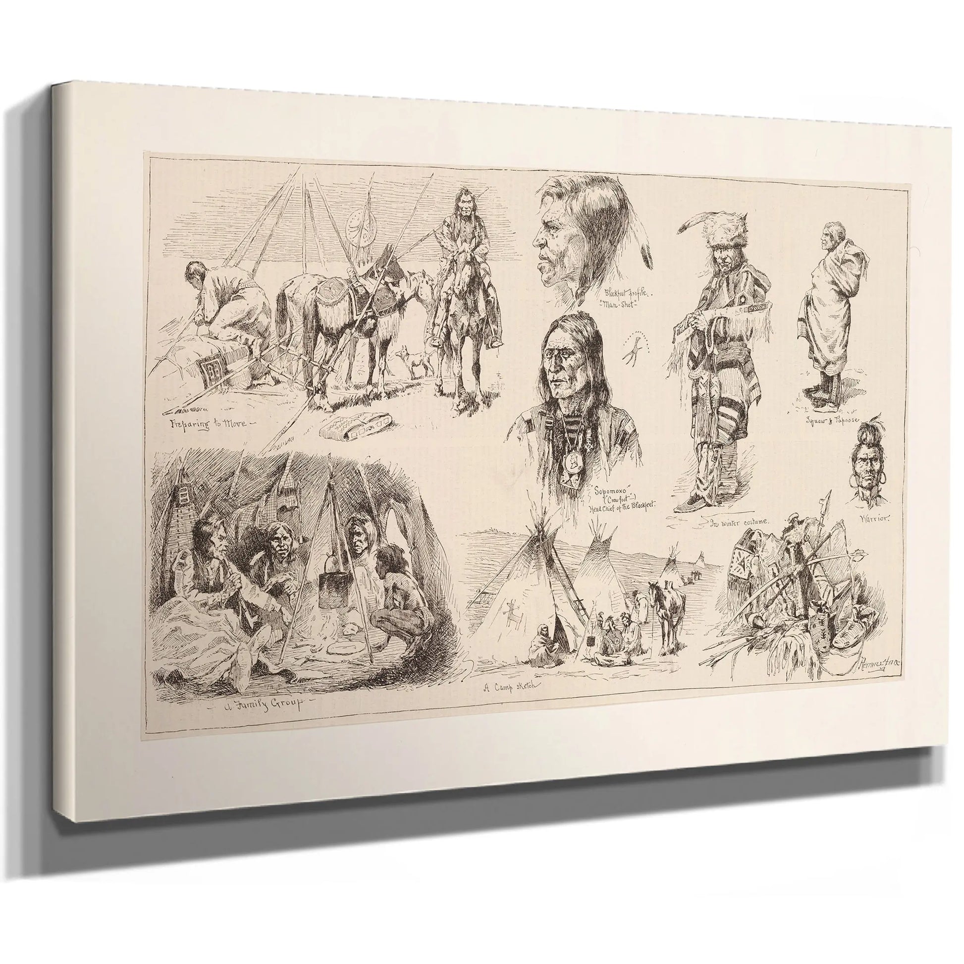 In The Lodges Of The Blackfeet Indians by Frederic Remington