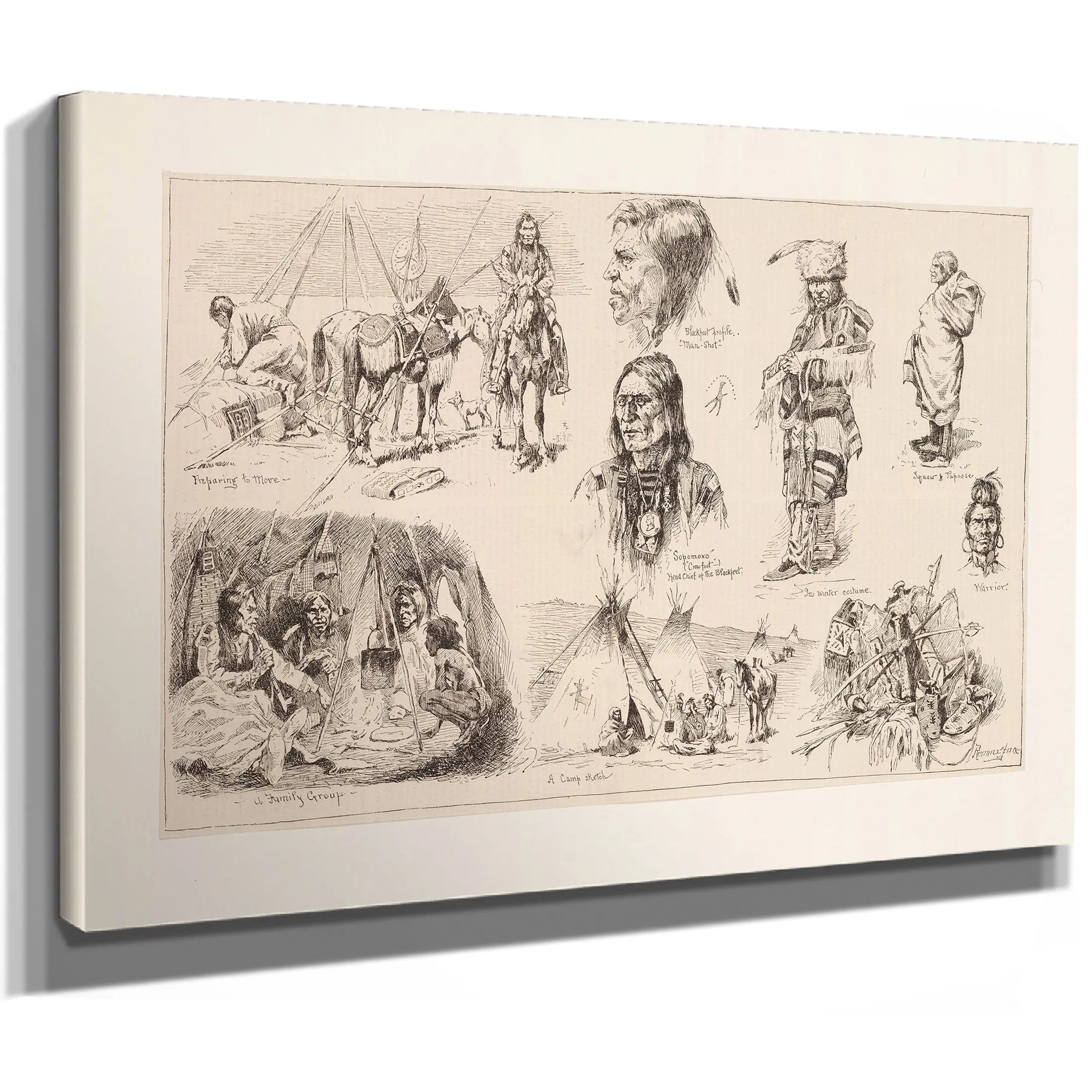 In The Lodges Of The Blackfeet Indians by Frederic Remington