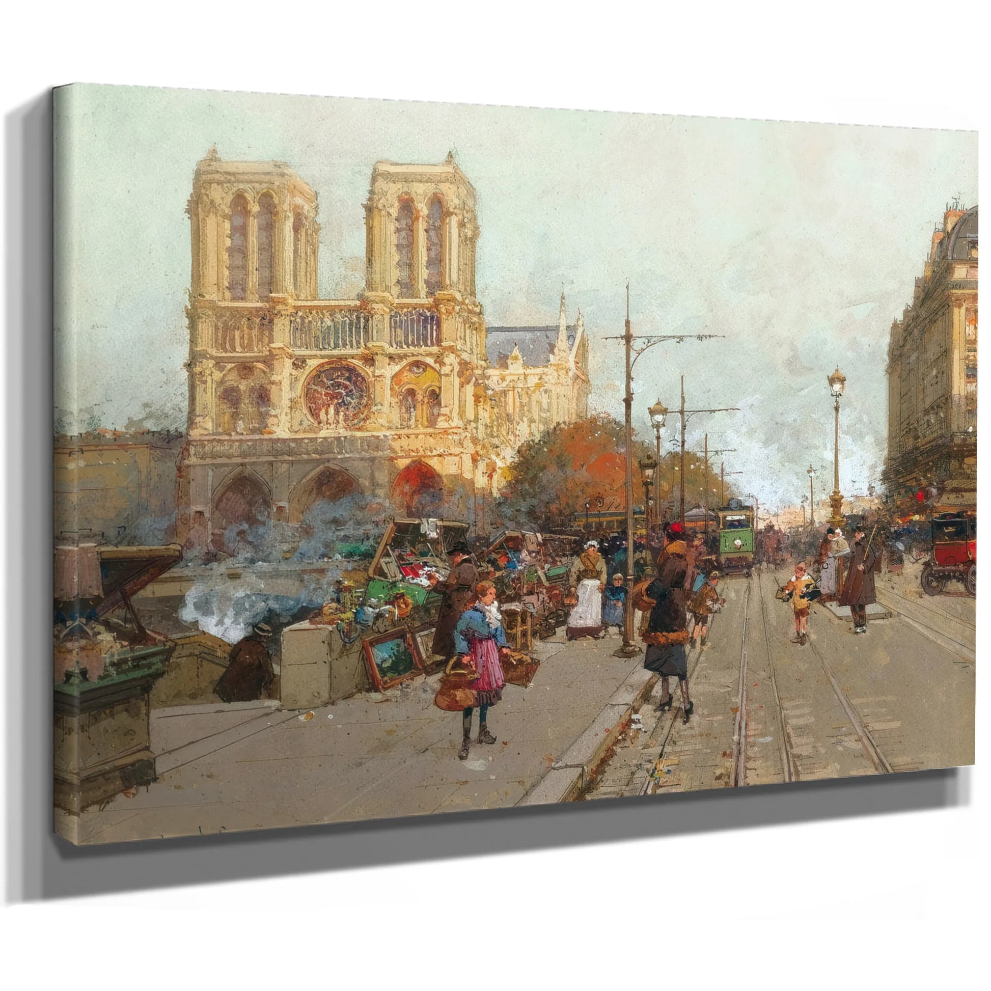 Notre Dame De Paris Vue Du Quai De Montebello By Eugene Galien Laloue Fine Art Print