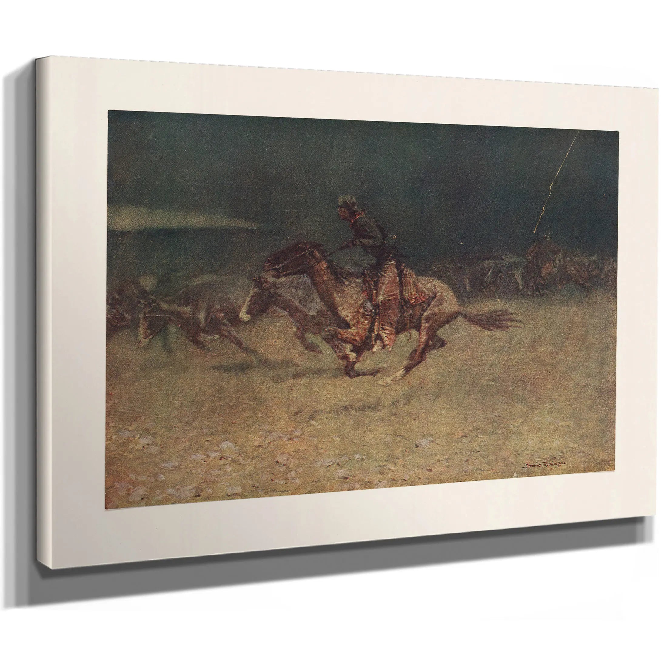The Stampede By Lightning by Frederic Remington
