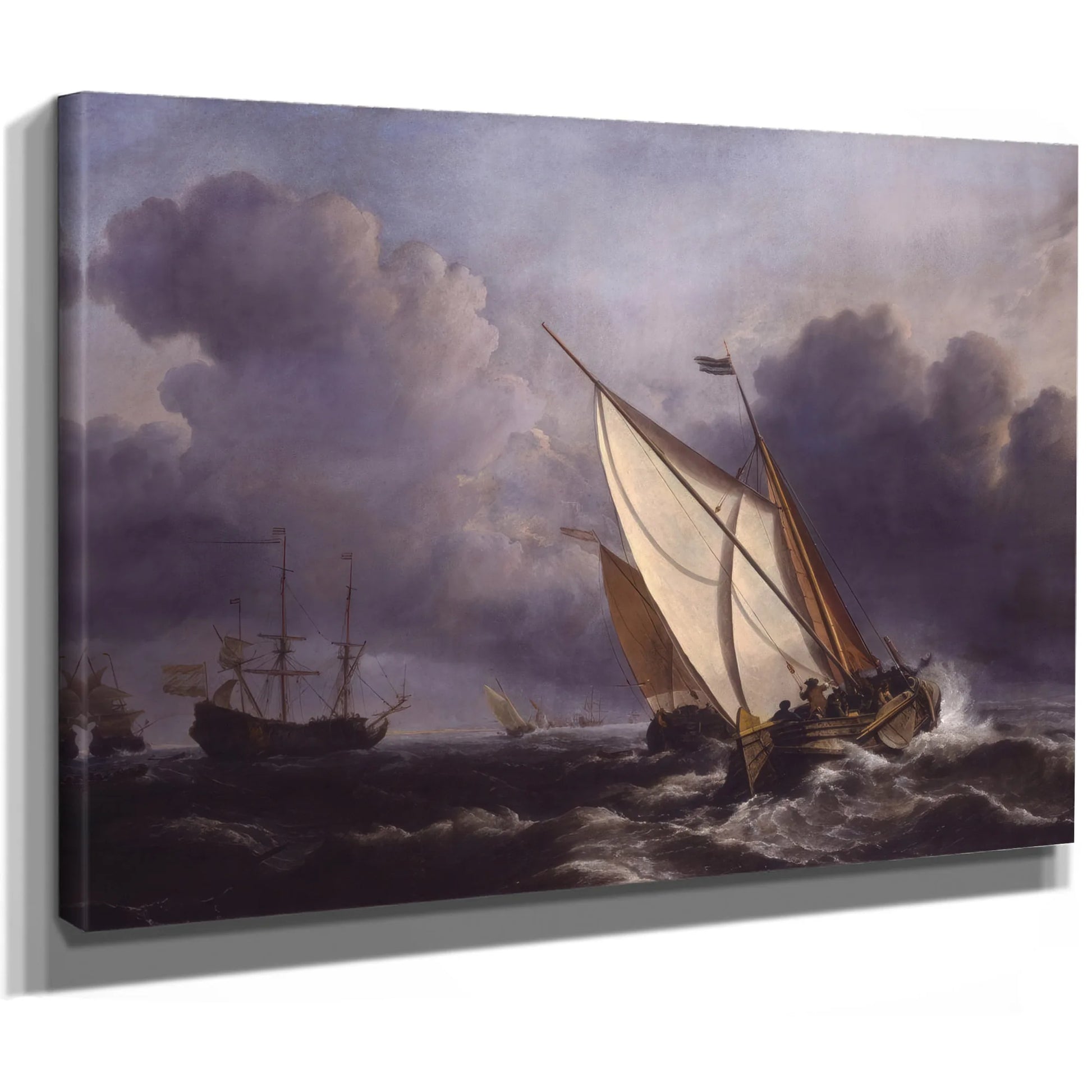 Ships In A Stormy Sea By Willem Van De Velde Ii Fine Art Print