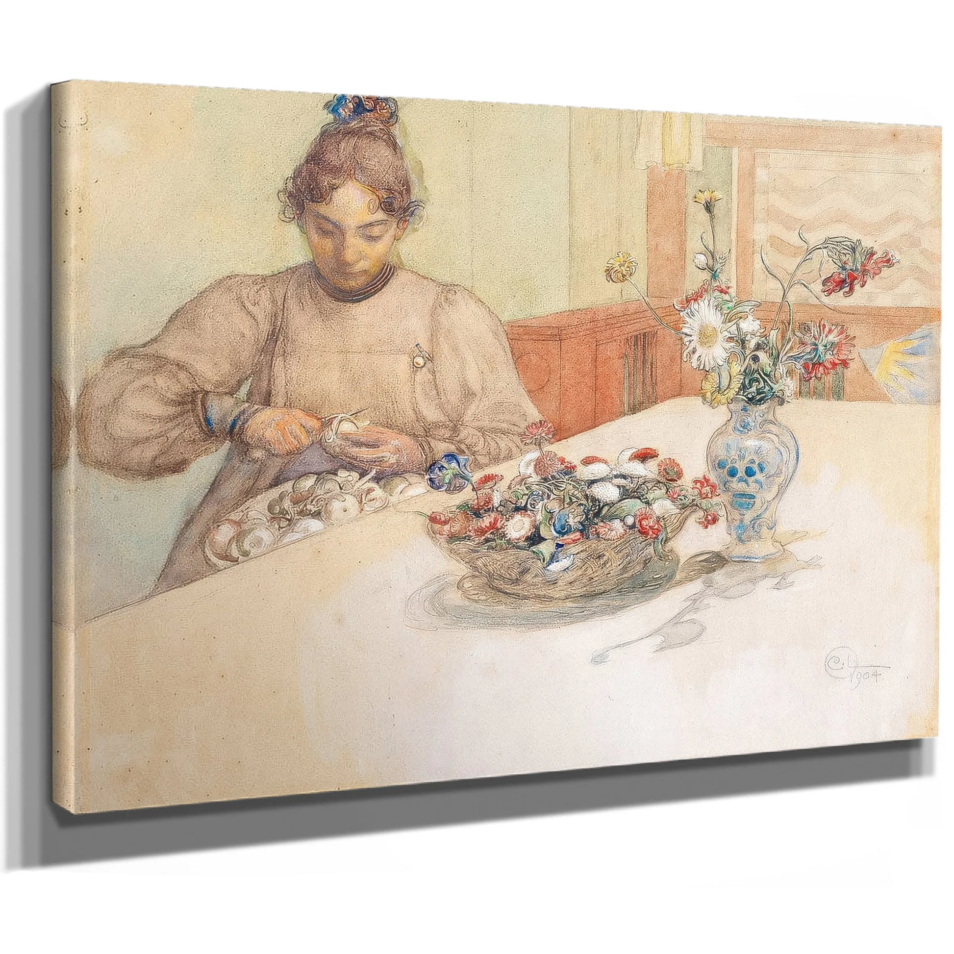 Karin Peeling Apples By Carl Larsson Fine Art Print