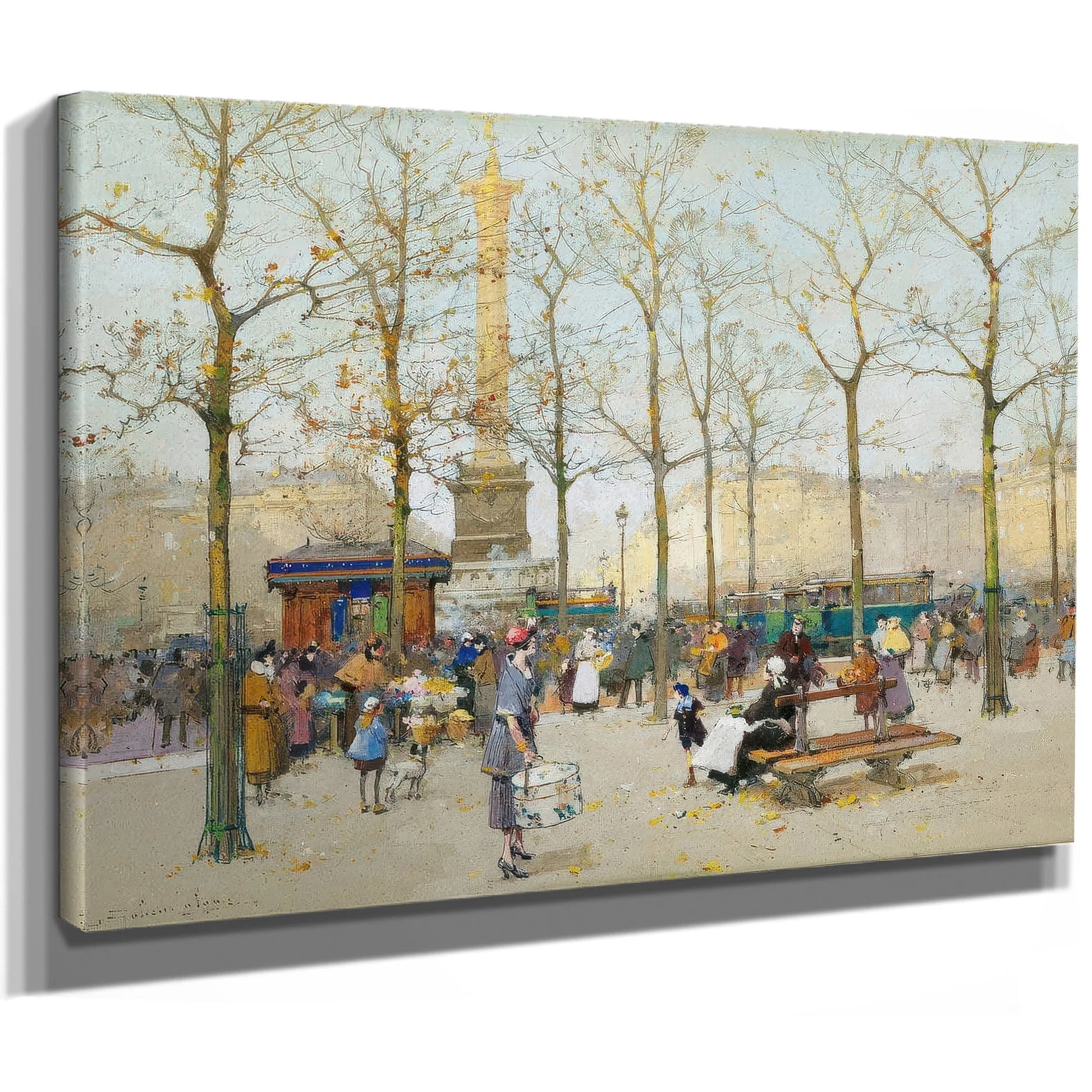 Paris Place De La Bastille By Eugene Galien Laloue Fine Art Print