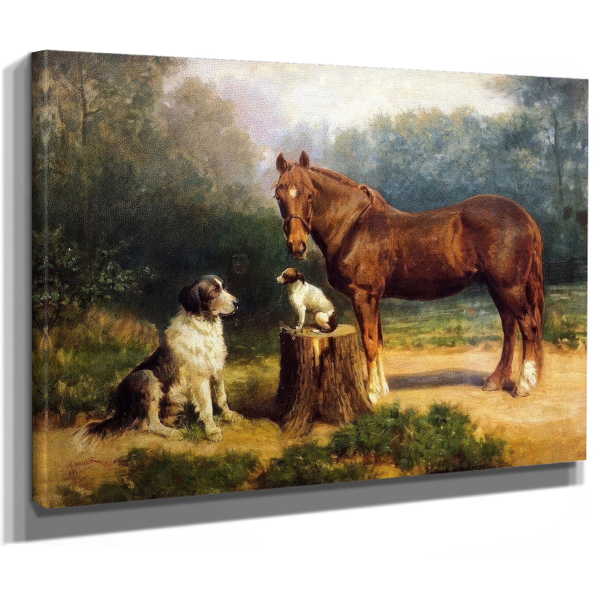 Horse And Two Dogs In A Landscape By Henry Ossawa Tanner Fine Art Print