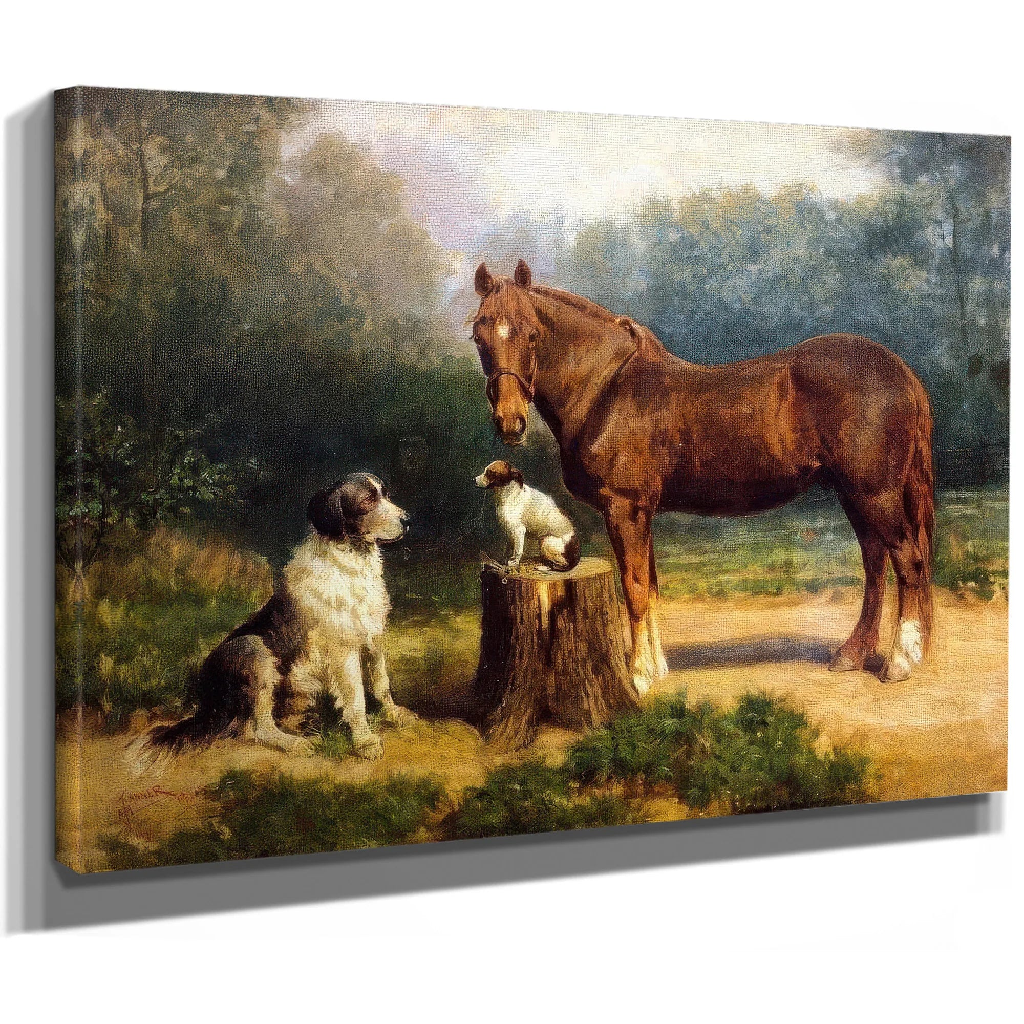 Horse And Two Dogs In A Landscape By Henry Ossawa Tanner Fine Art Print