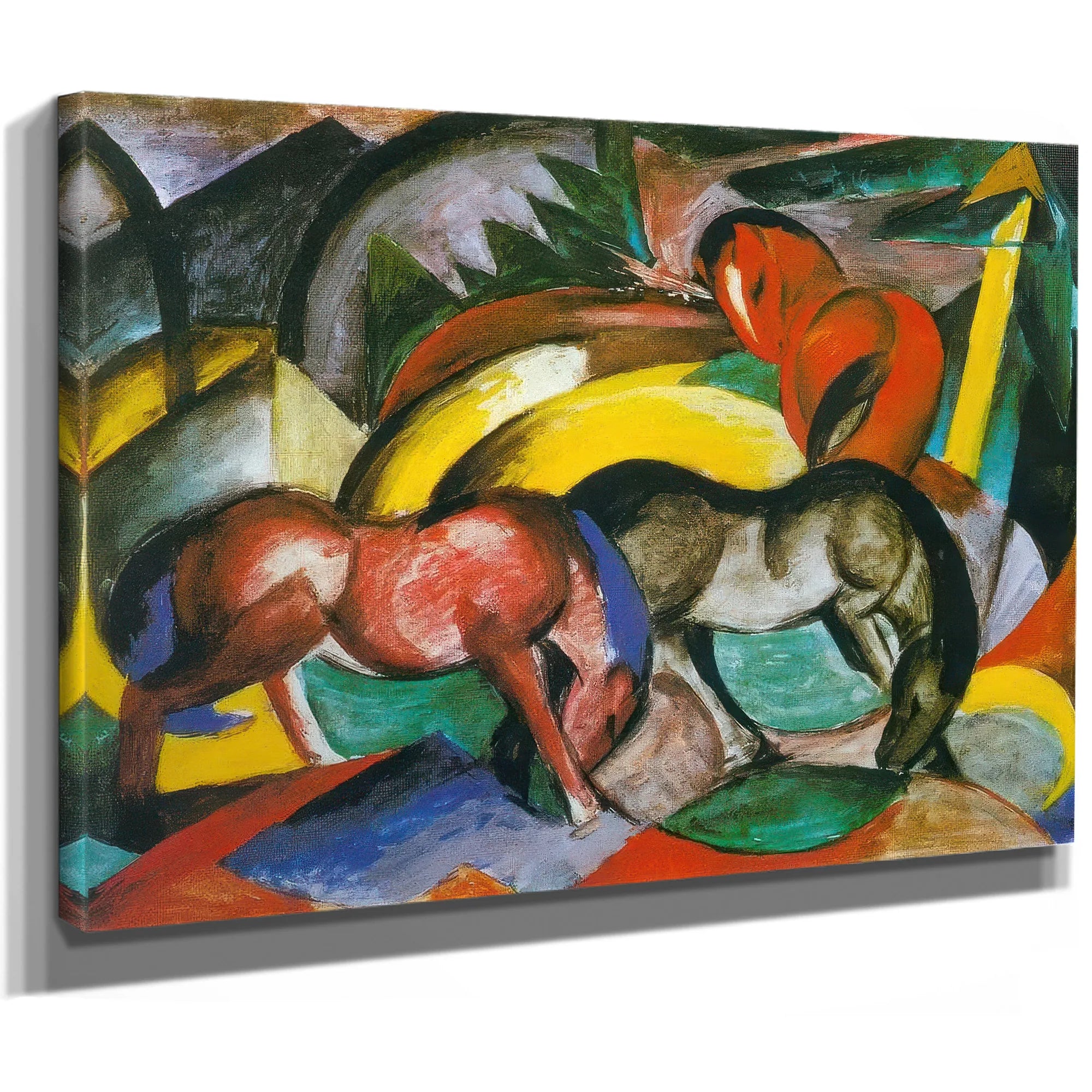 Three Horses By Franz Marc Fine Art Print