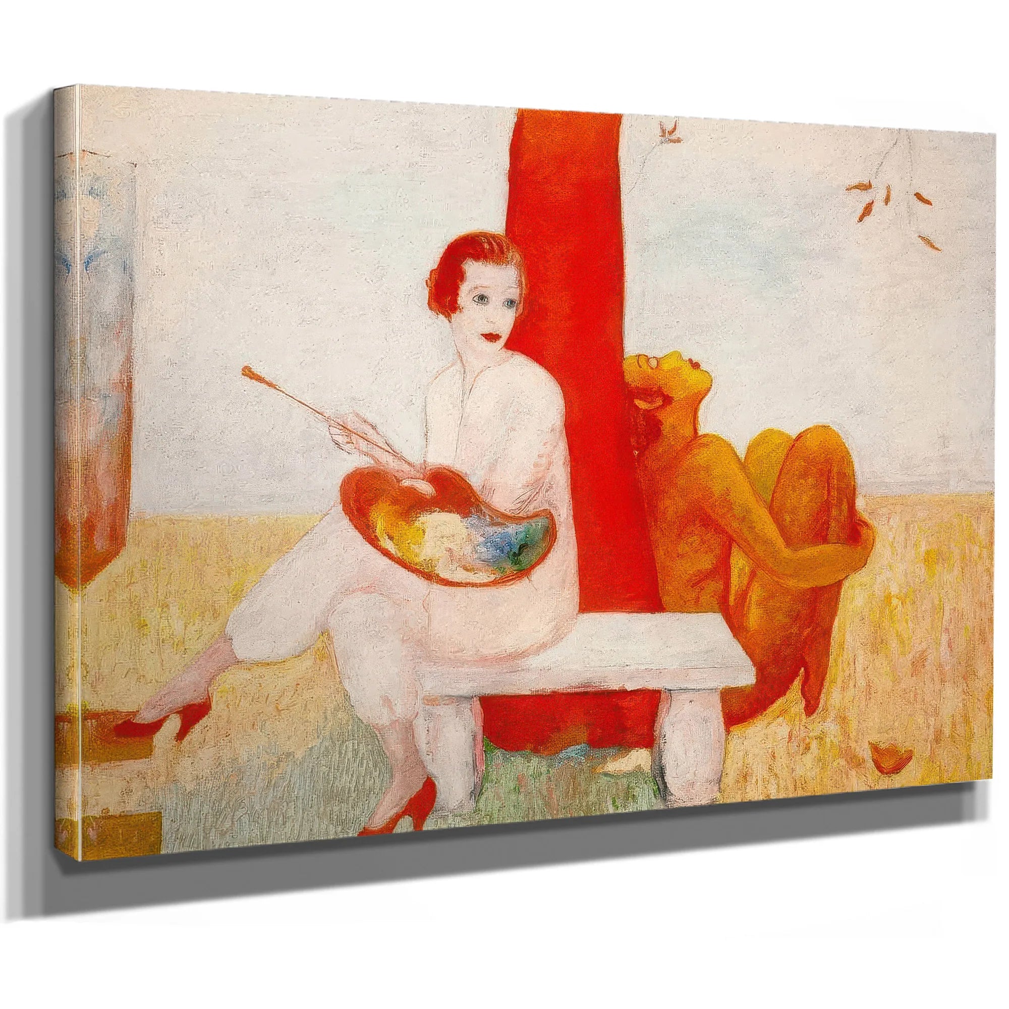 Self Portrait With Palette Painter And Faun By Florine Stettheimer Fine Art Print