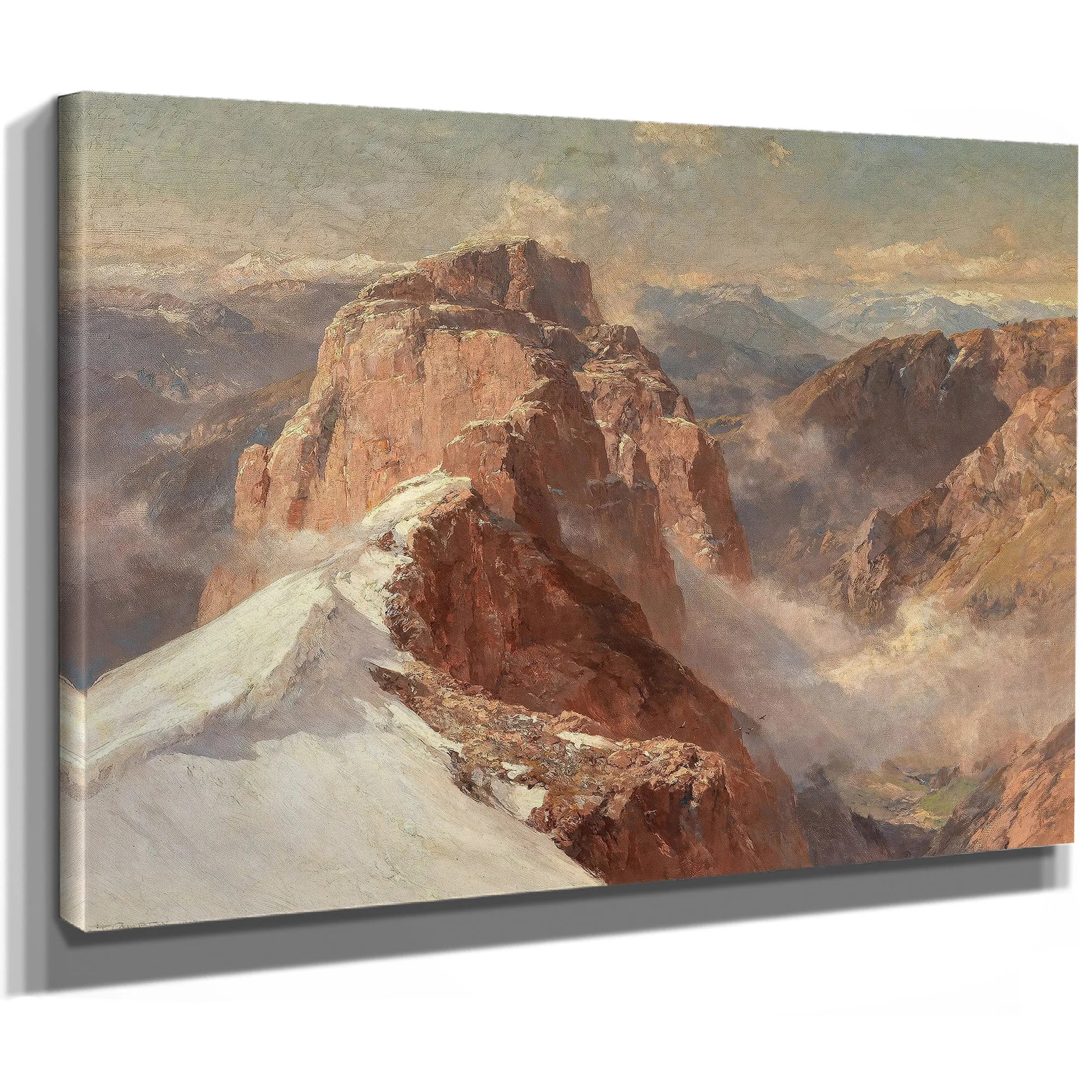 A View Of Crozzon Di Brenta From Cima Tosa With Pilastro Dei Francesi by Edward Theodore Compton Fine Art Print