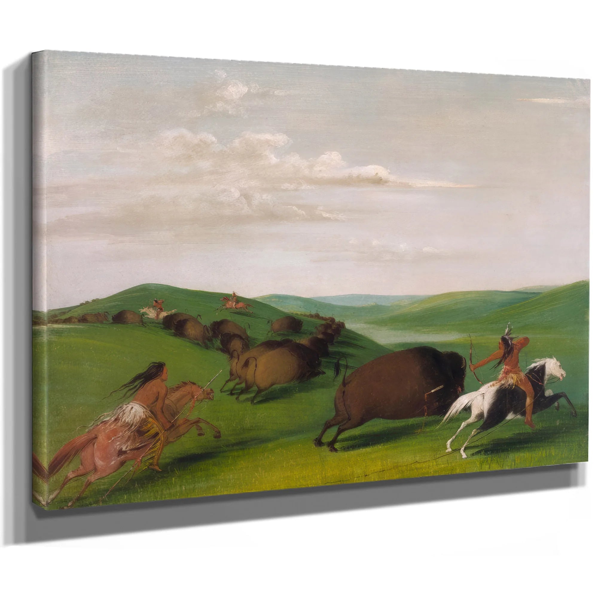 Buffalo Chase With Bows And Lances By George Catlin Fine Art Print