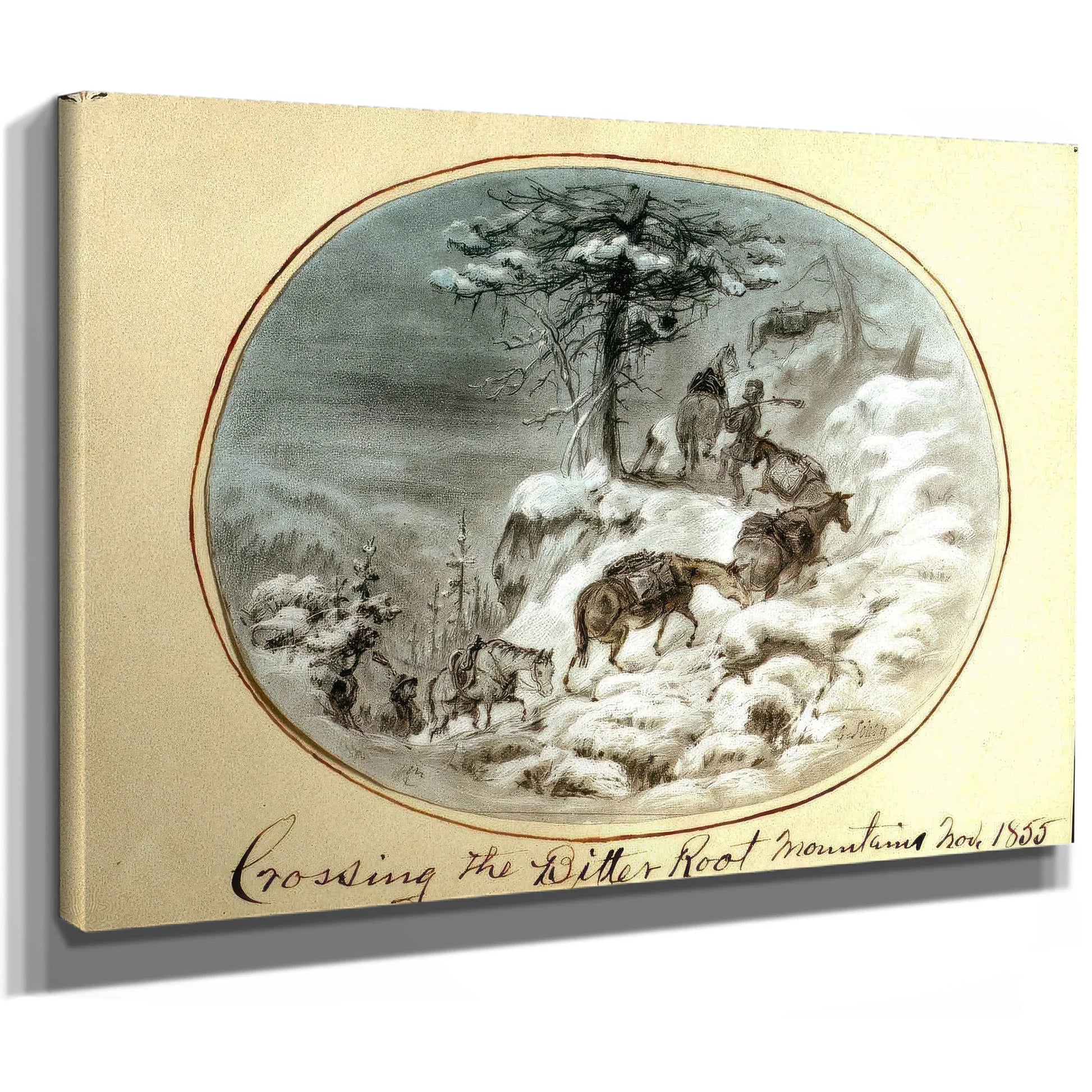 Crossing The Bitterroot Mountains By Gustav Sohon Fine Art Print