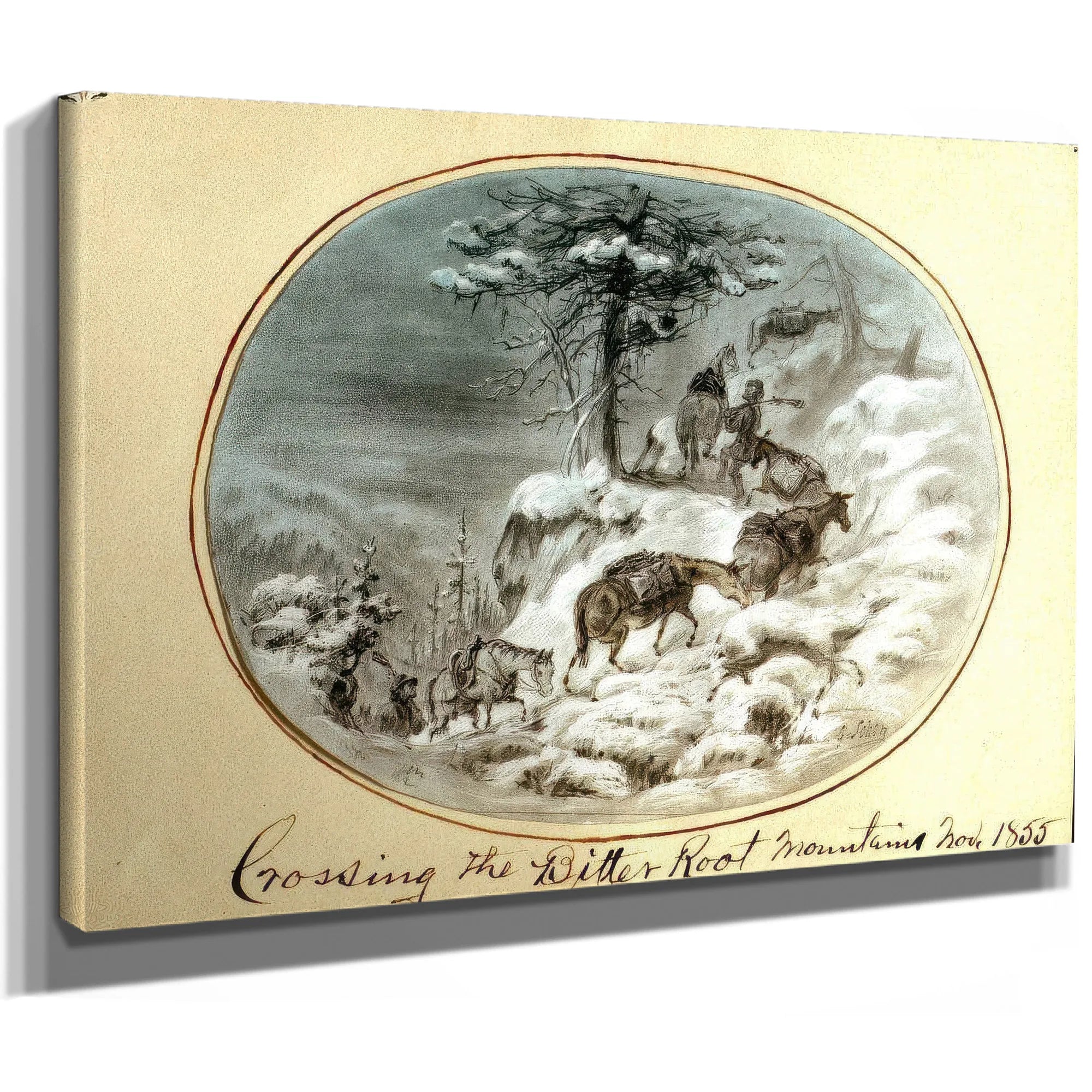 Crossing The Bitterroot Mountains By Gustav Sohon Fine Art Print