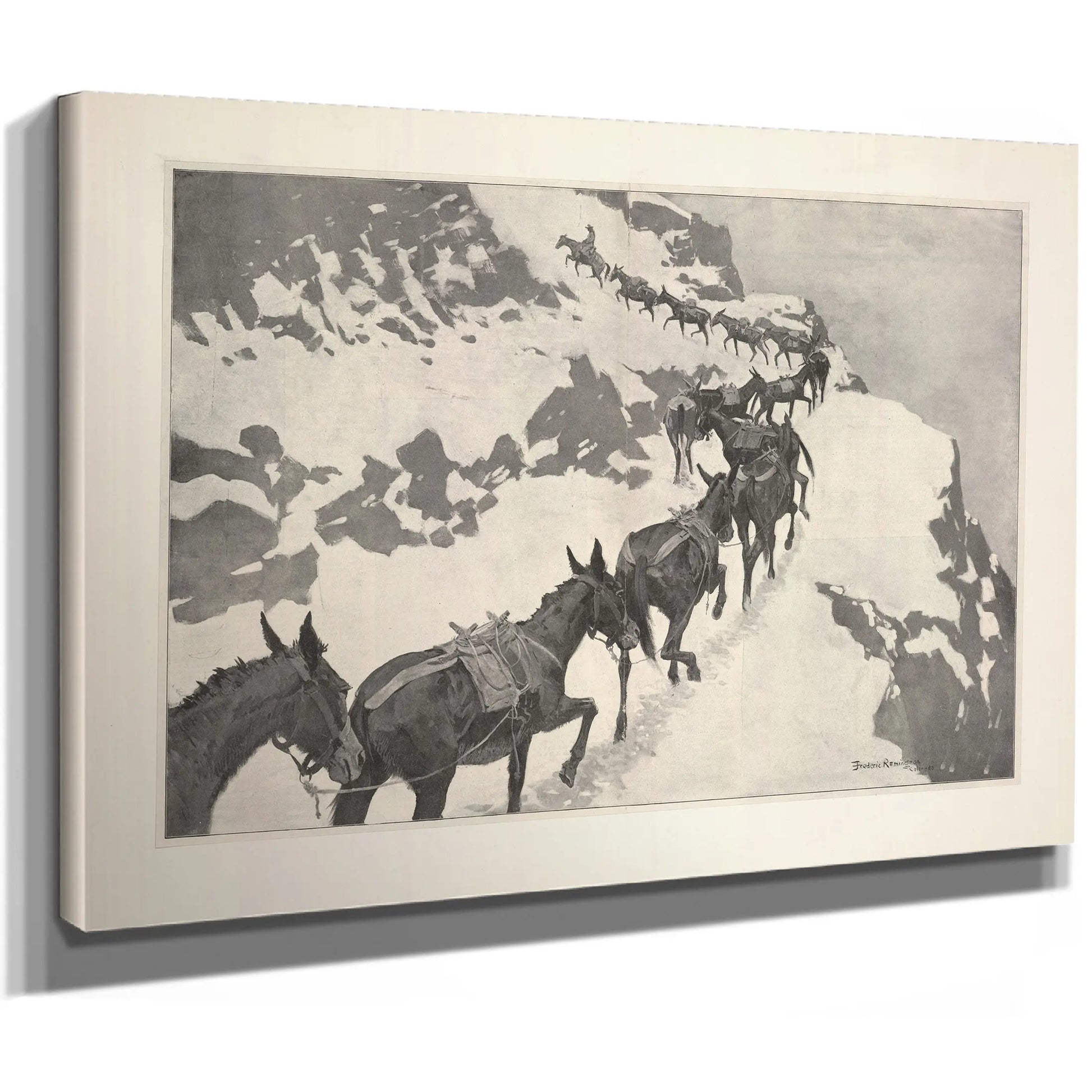 An Ore Train Going Into The Silver Mines Colorado by Frederic Remington