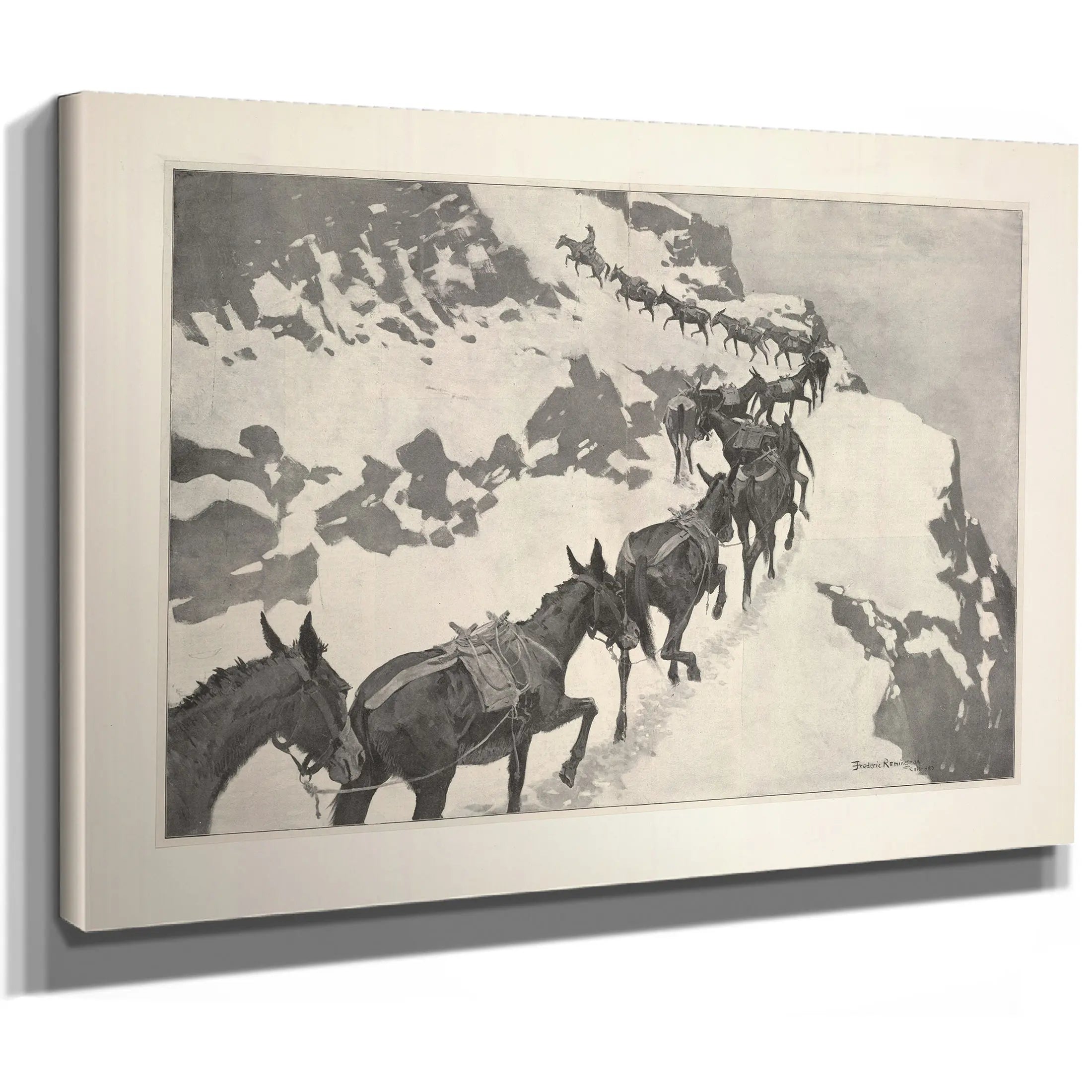 An Ore Train Going Into The Silver Mines Colorado by Frederic Remington