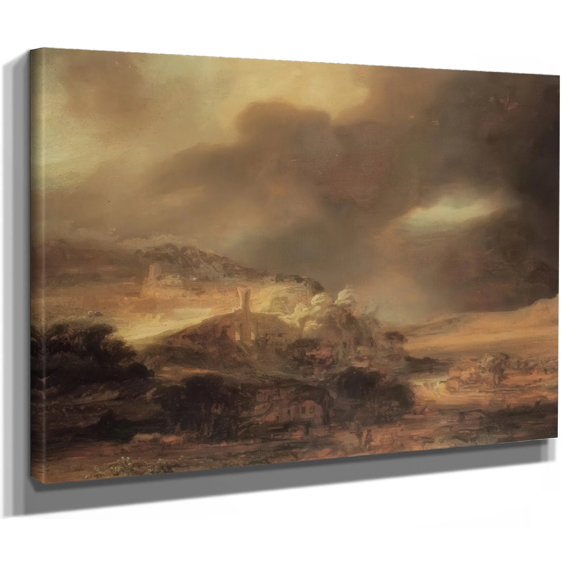 Stormy Landscape, By Rembrandt Fine Art Print
