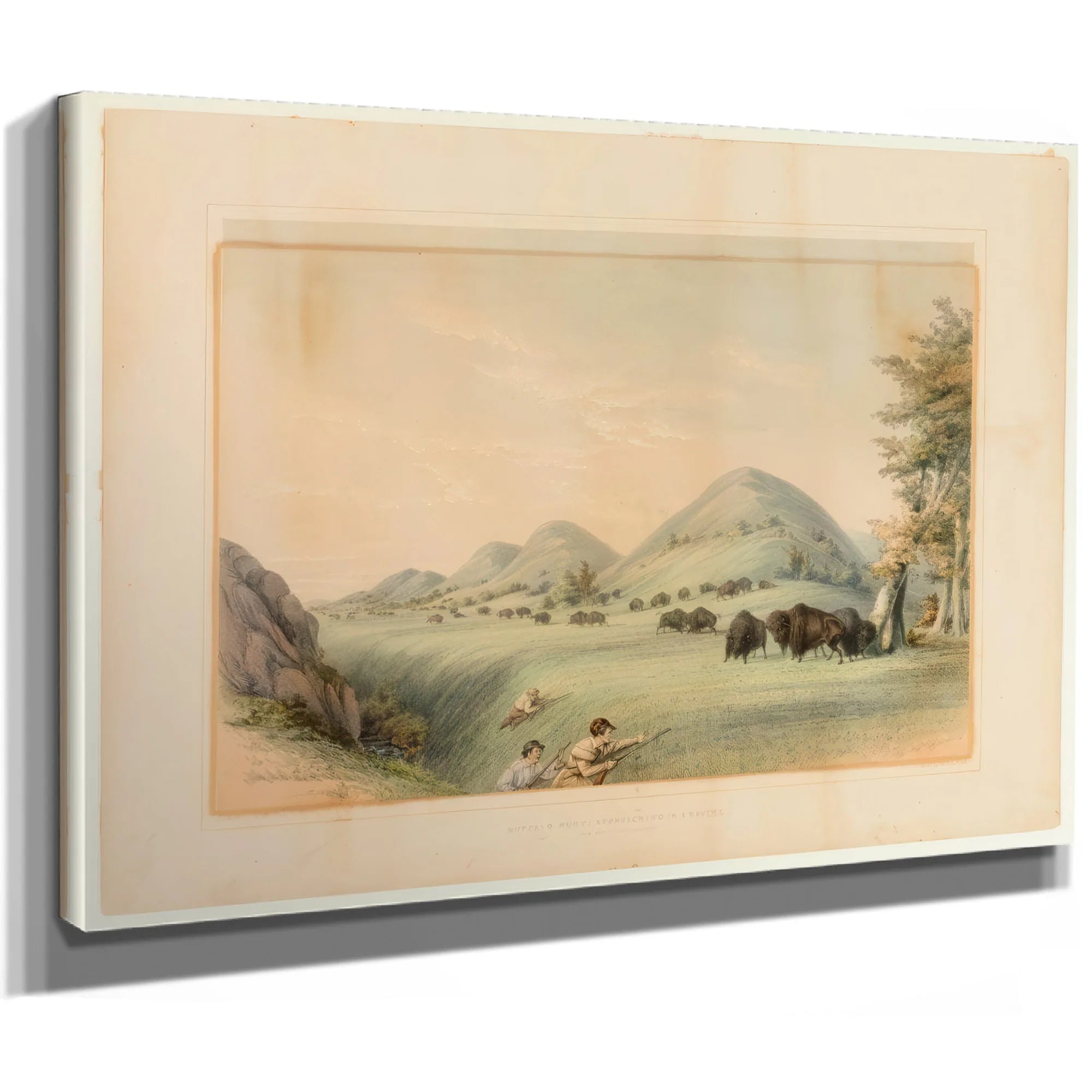 Buffalo Hunt; Approaching In A Ravine No. 11 By George Catlin Fine Art Print