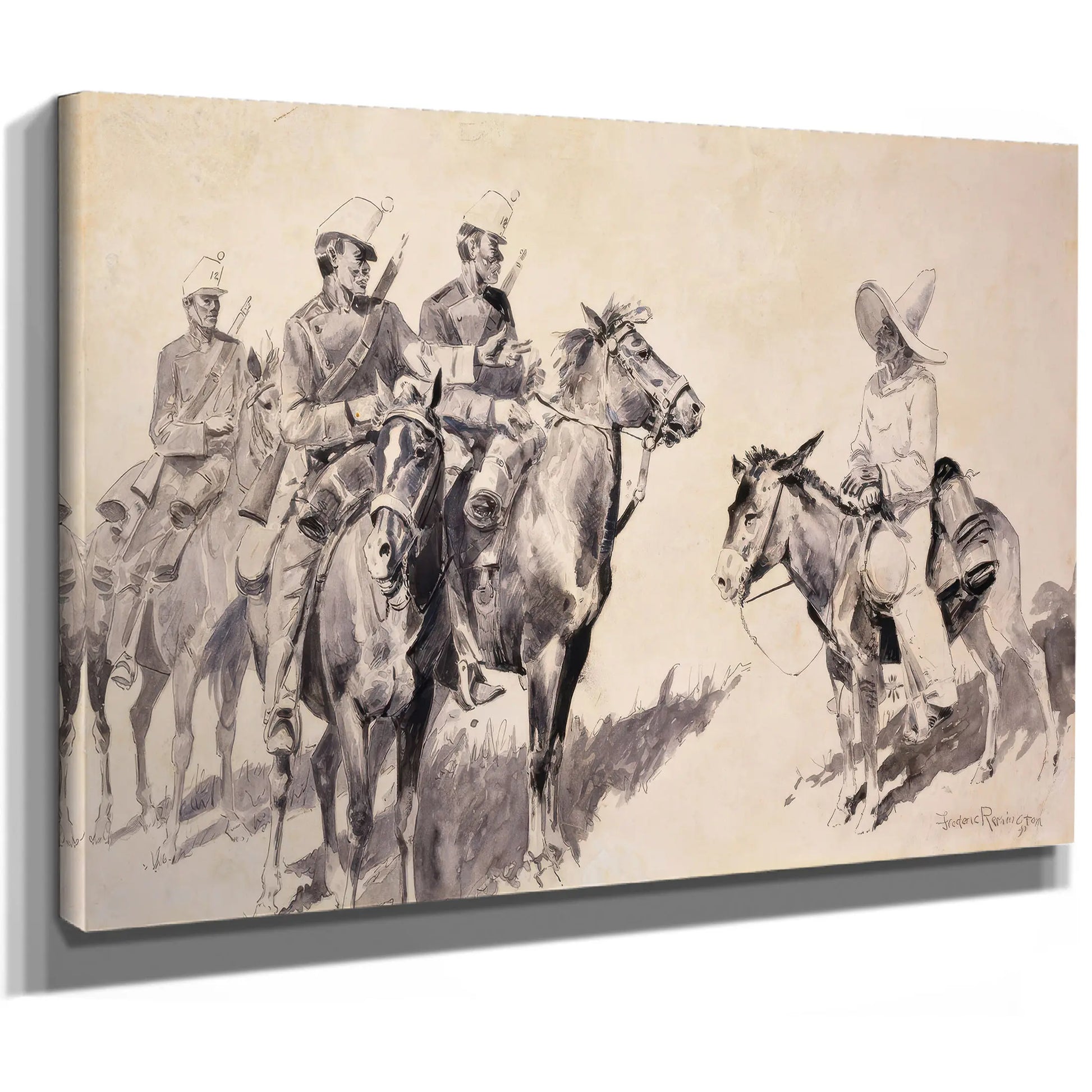 Mexican Gendarmes Asking The Way  by Frederic Remington