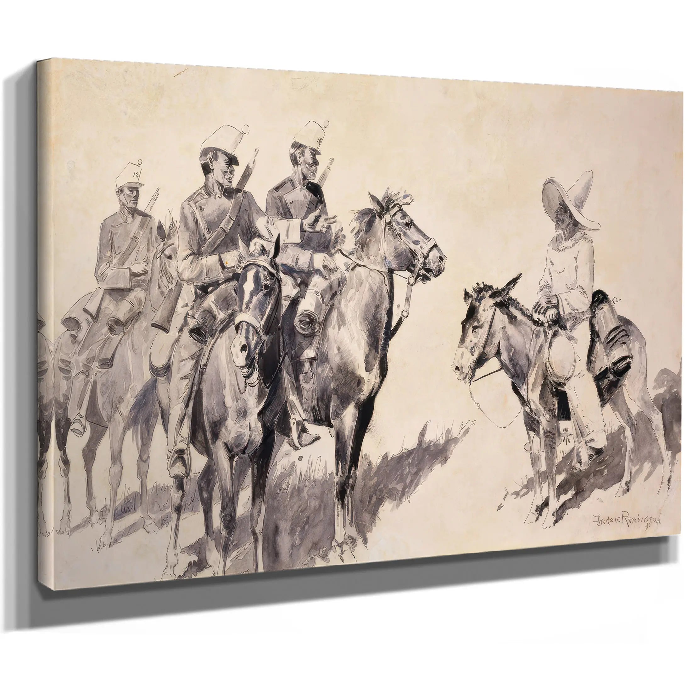 Mexican Gendarmes Asking The Way  by Frederic Remington