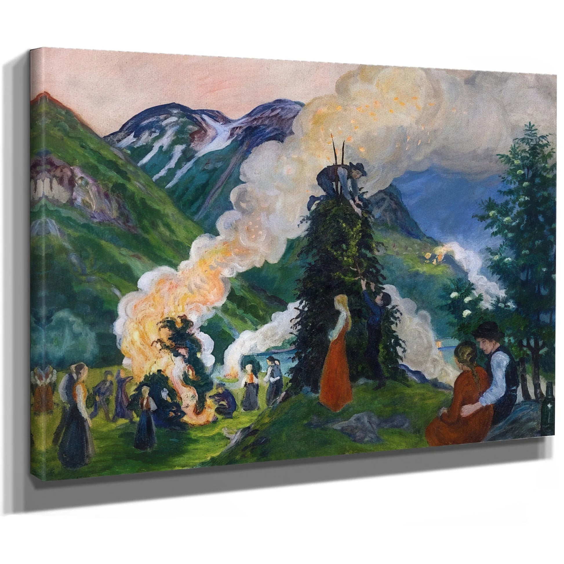 Preparations For The Midsummer Eve Bonfire By Nicolai Astrup Fine Art Print