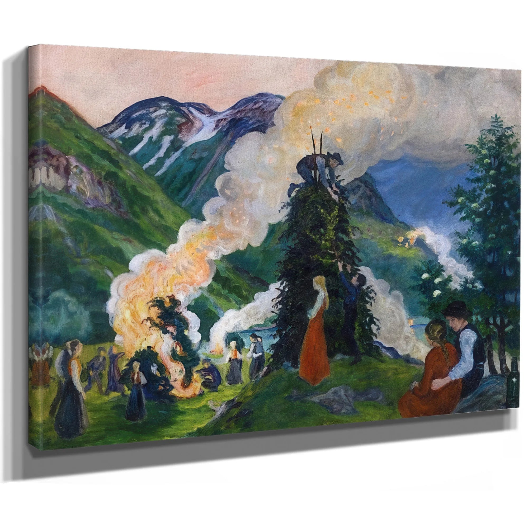 Preparations For The Midsummer Eve Bonfire By Nicolai Astrup Fine Art Print