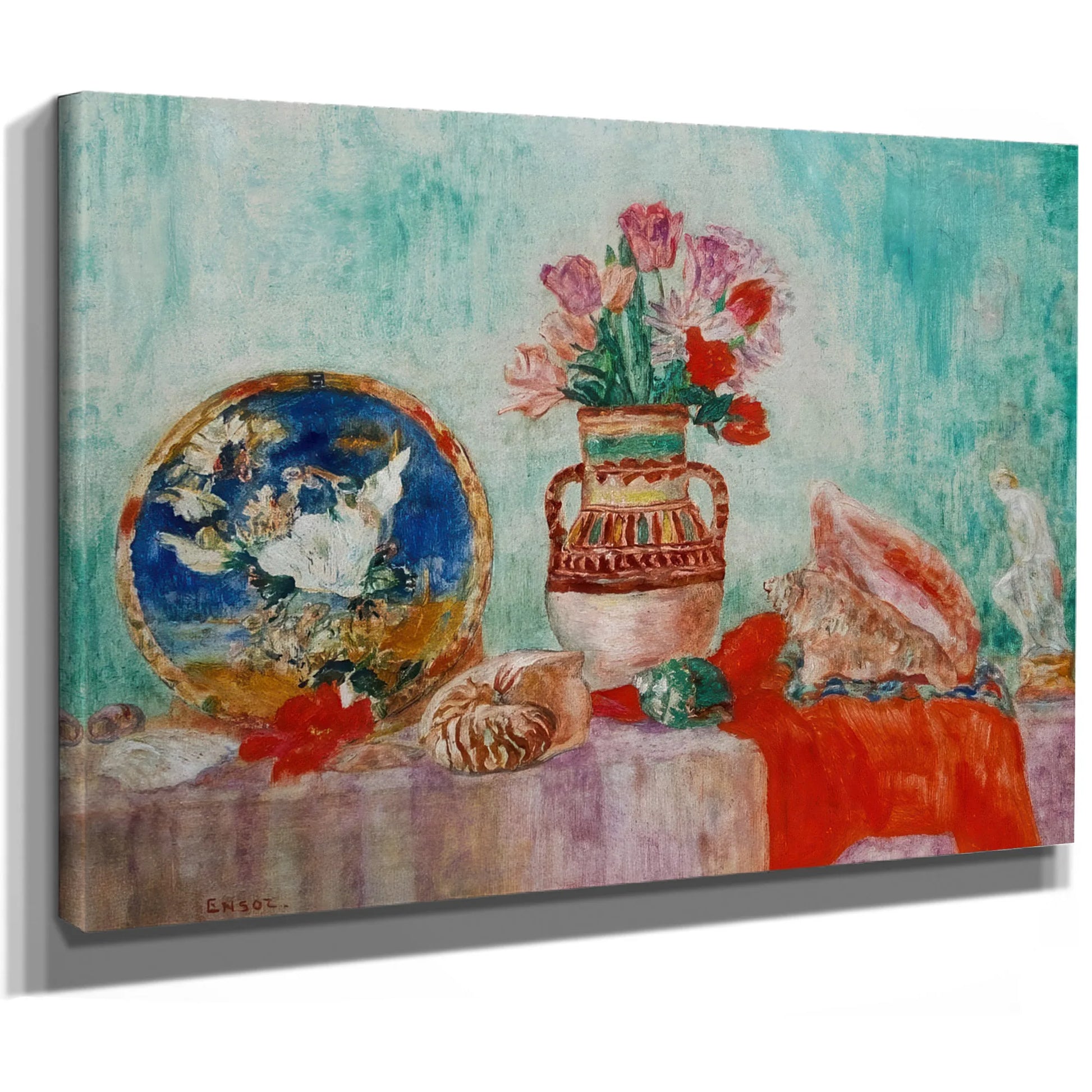 Still Life With Flowers And Shells By James Ensor Fine Art Print