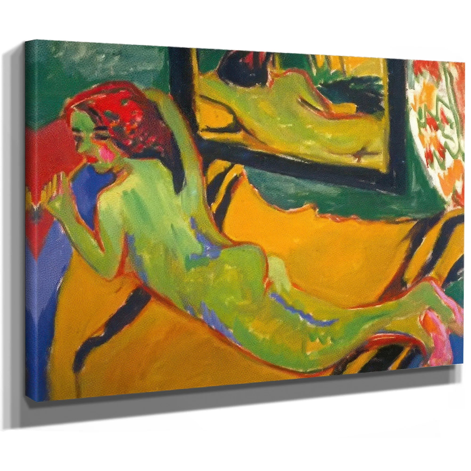 Reclining Nude In Front Of The Mirror ( With Pipe) By Ernst Ludwig Kirchner Fine Art Print