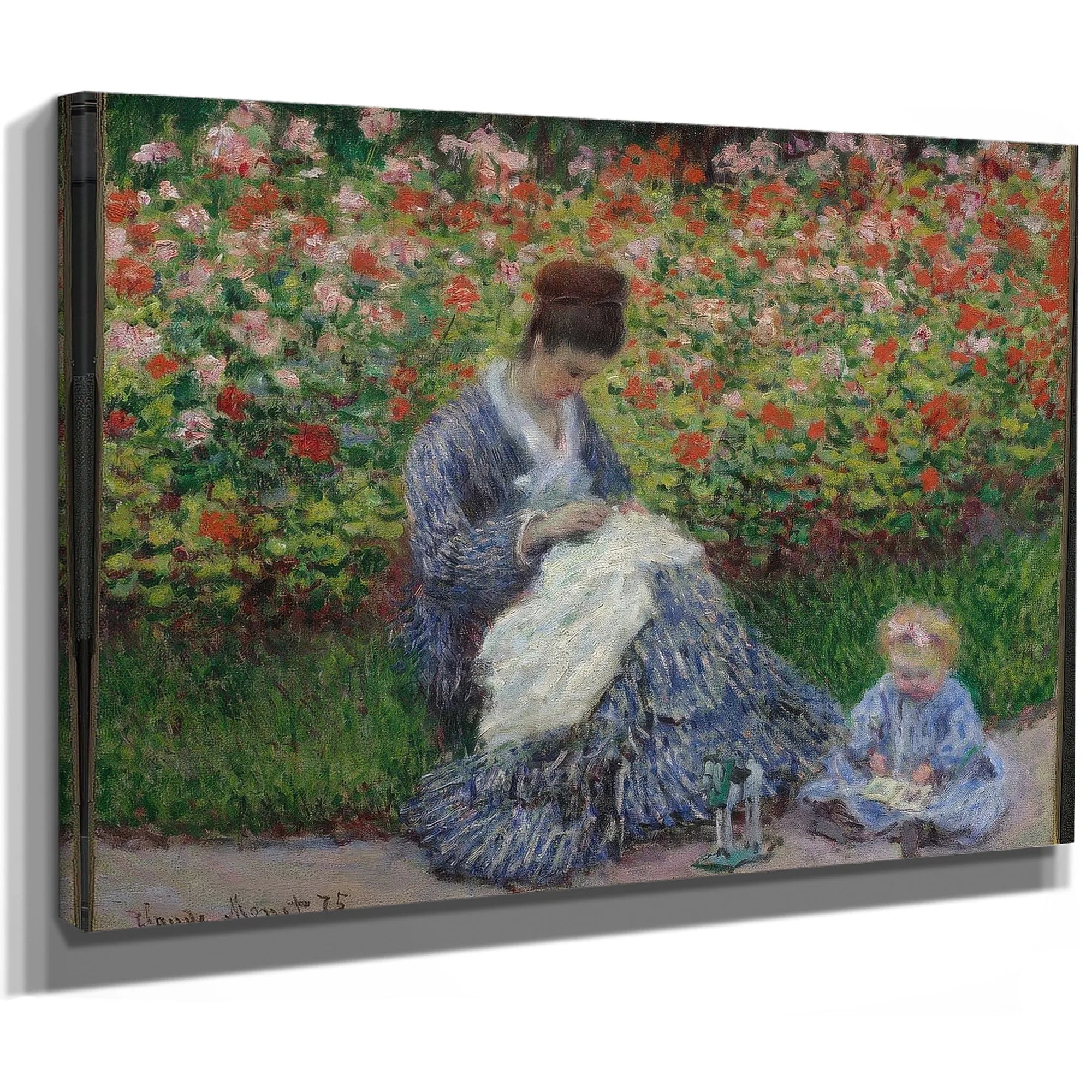 Camille Monet And A Child In The Garden In Argenteuil 1875 By Claude Monet Fine Art Print