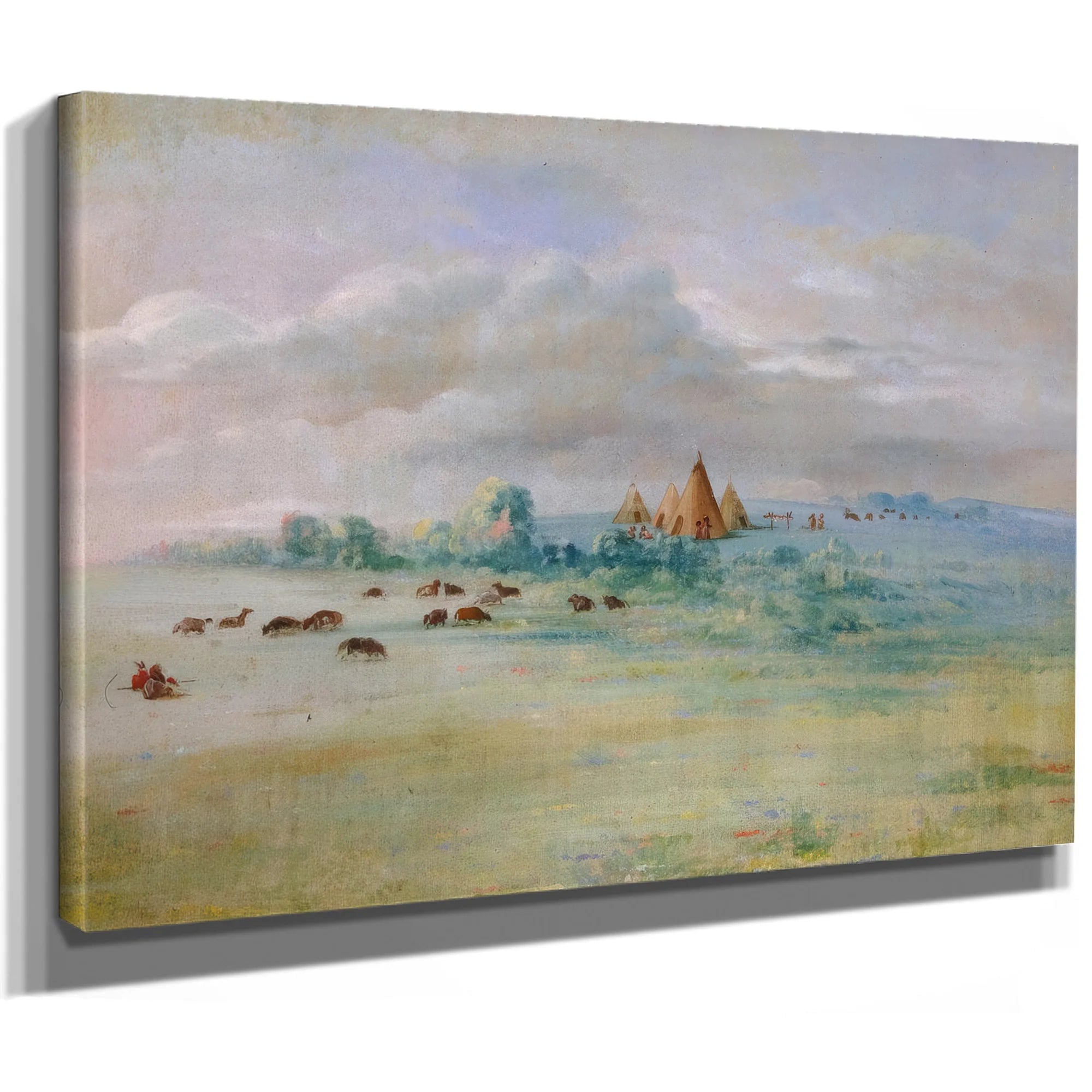 Sioux Village, Lake Calhoun, Near Fort Snelling By George Catlin Fine Art Print