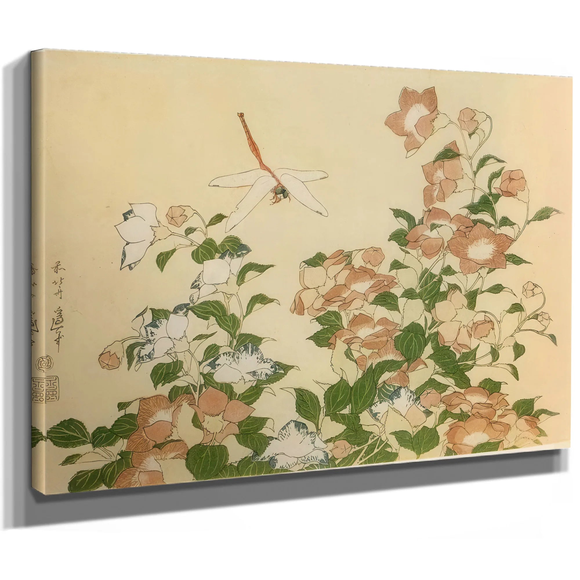 Bell Flower And Dragonfly By Hokusai Fine Art Print