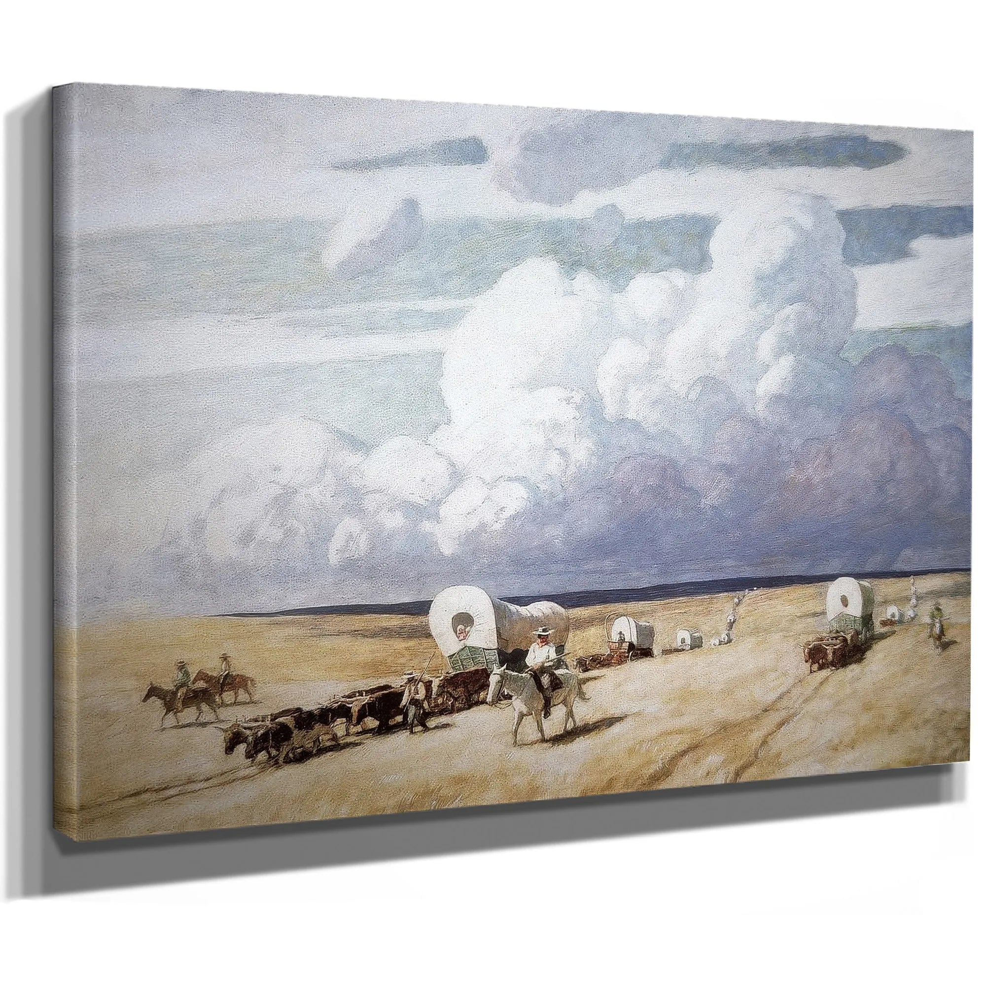 Covered Wagons Heading West By NC Wyeth Fine Art Print