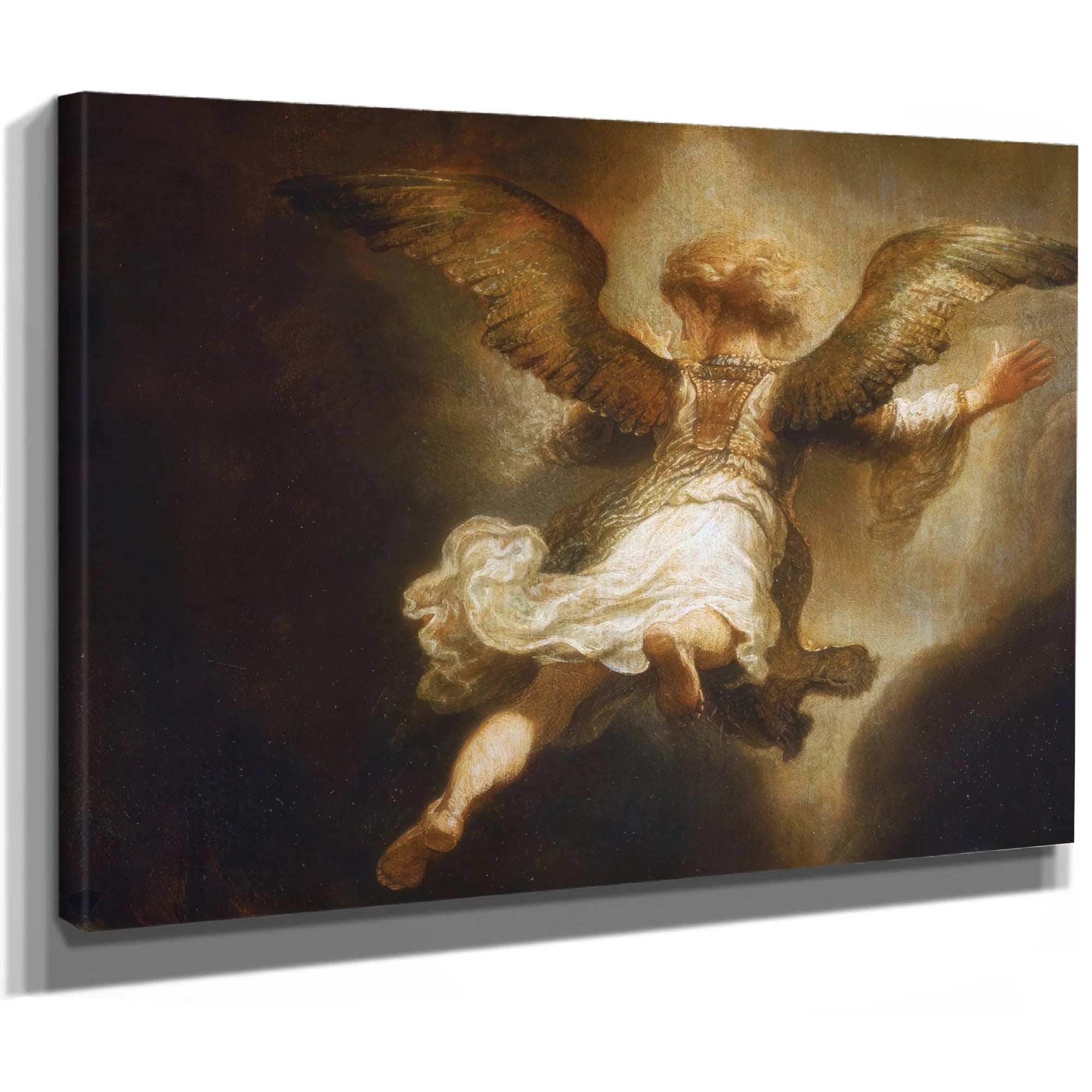 Detail Of Angel Raphael Leaving Tobit And His Family By Rembrandt Fine Art Print