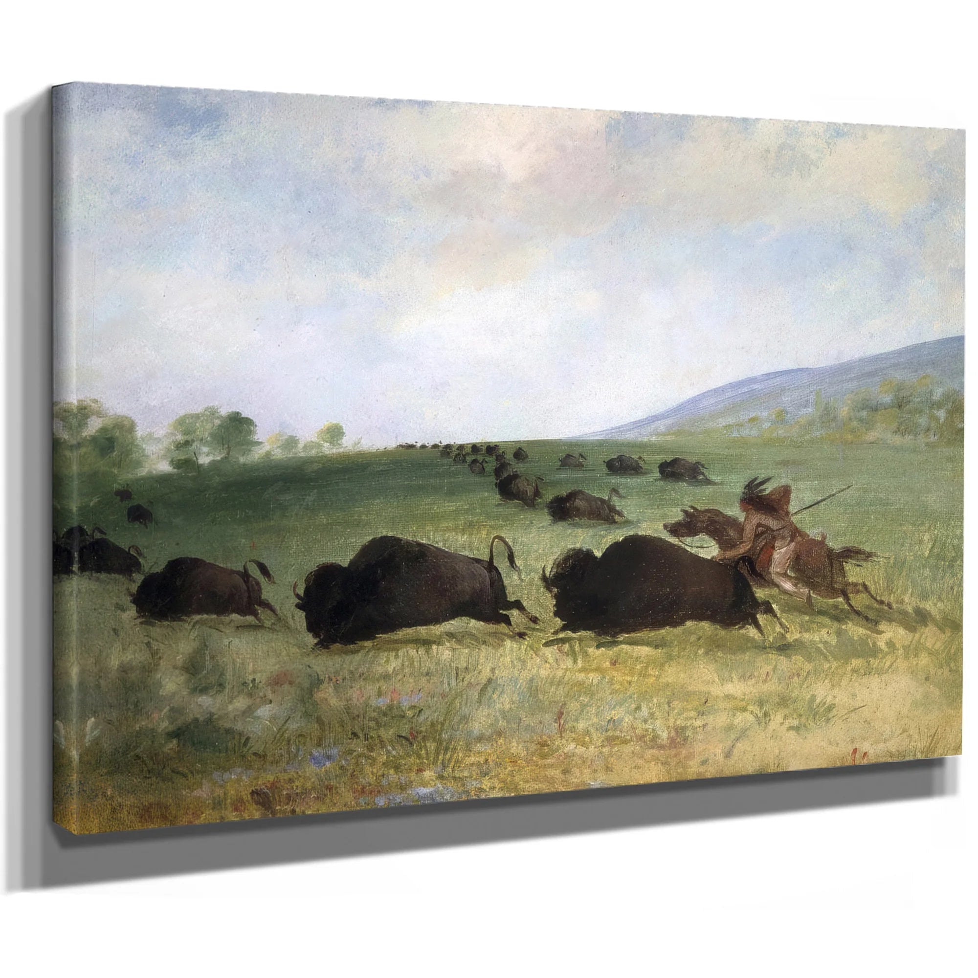 An Osage Indian Lancing A Buffalo By George Catlin Fine Art Print