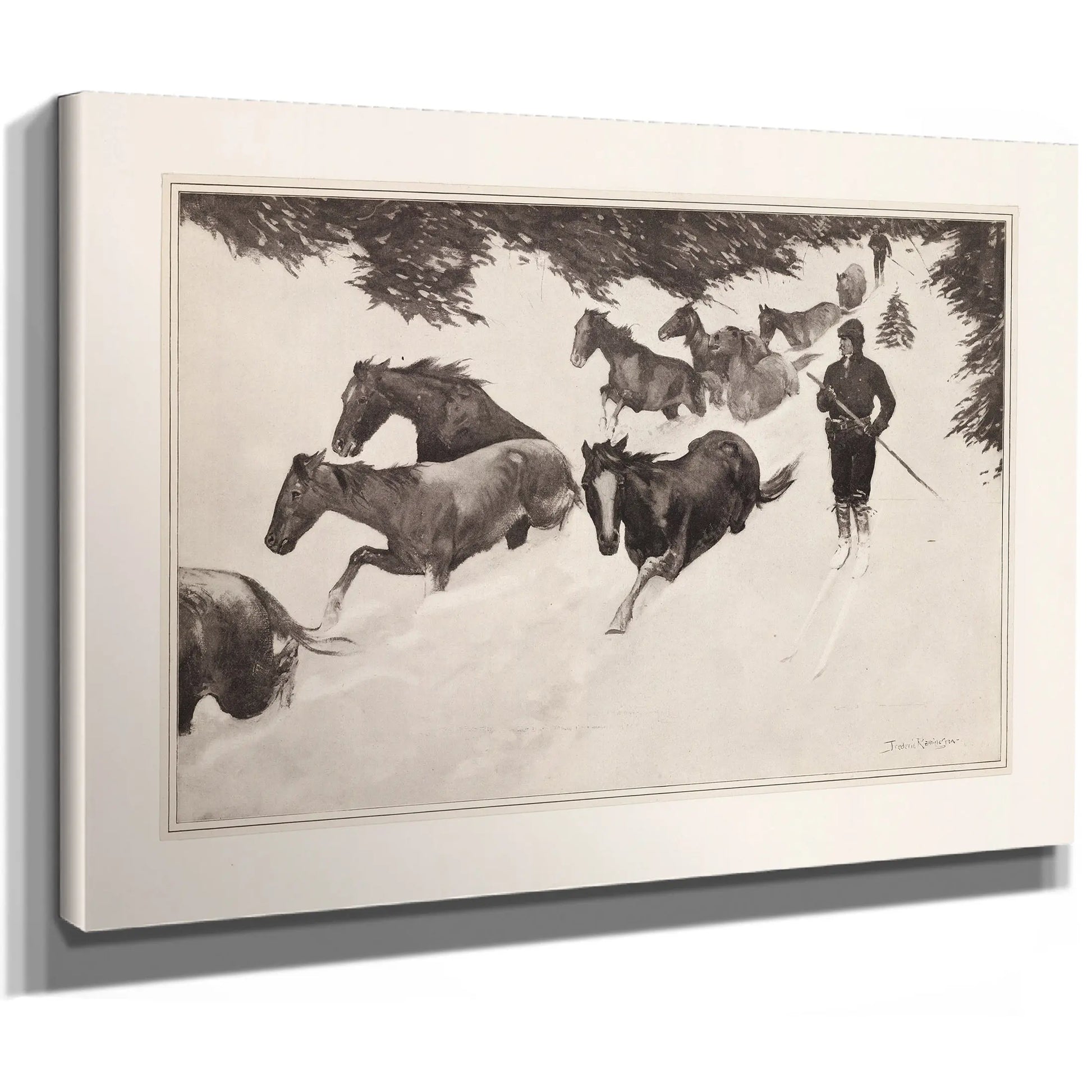 Working Snow Bound Ponies Out Of The Mountains by Frederic Remington