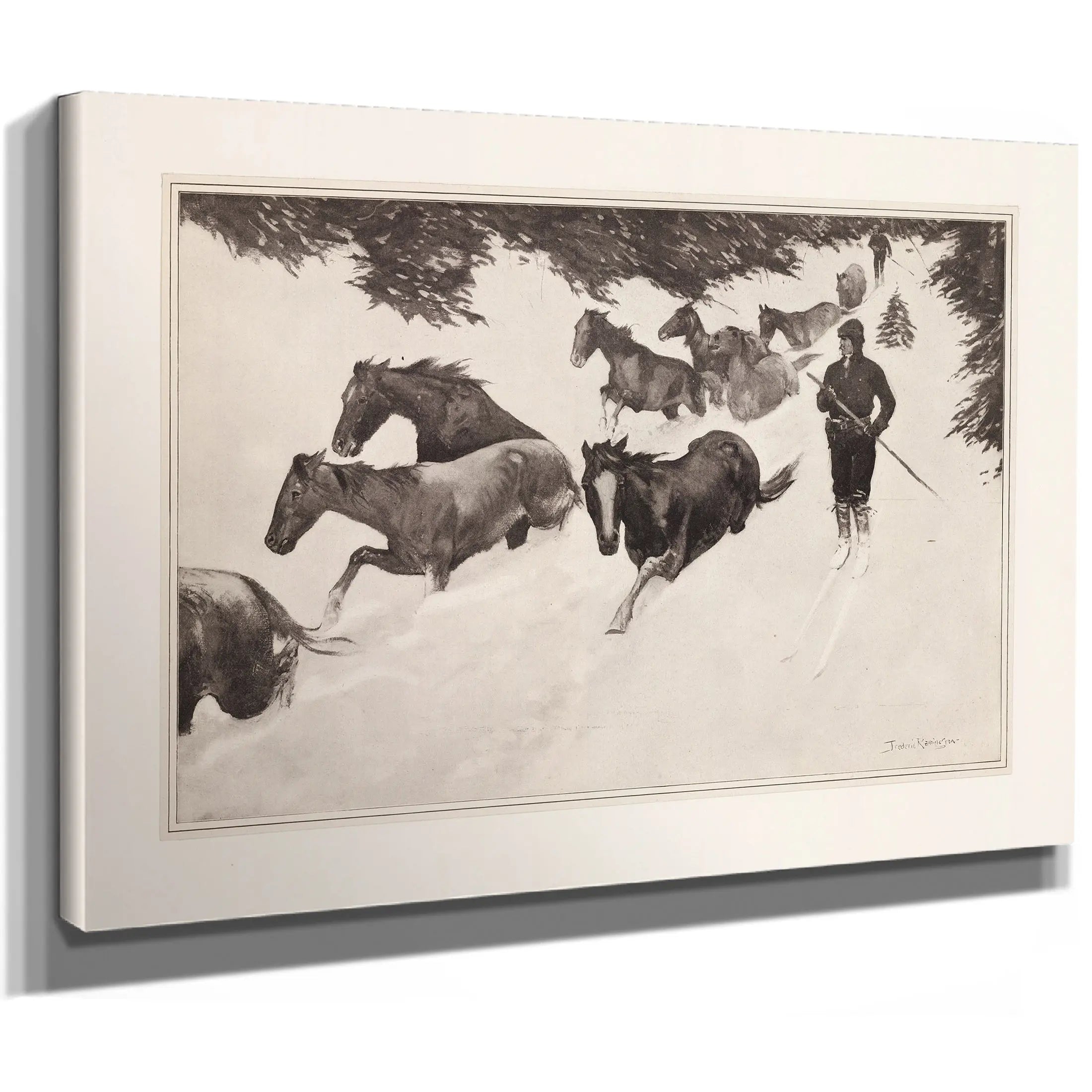 Working Snow Bound Ponies Out Of The Mountains by Frederic Remington