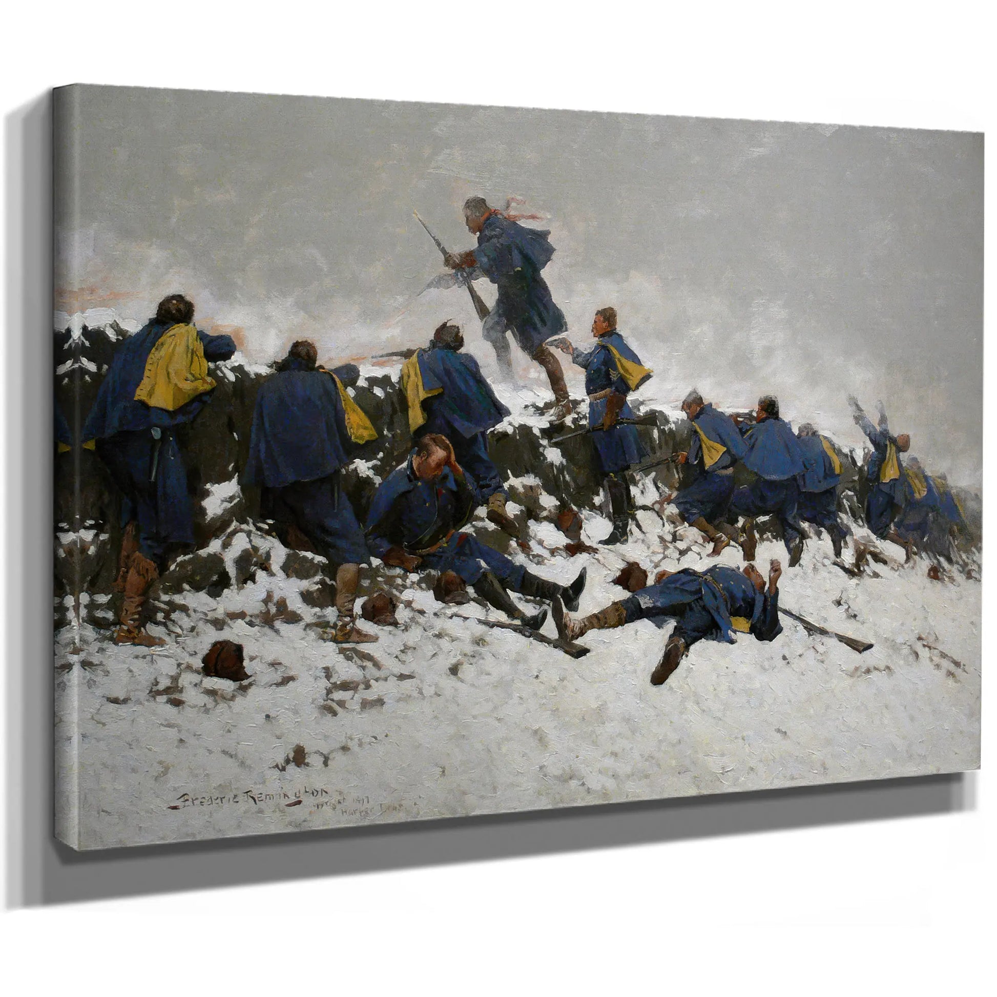 Remington Through The Smoke Sprang The Daring Soldier by Frederic Remington