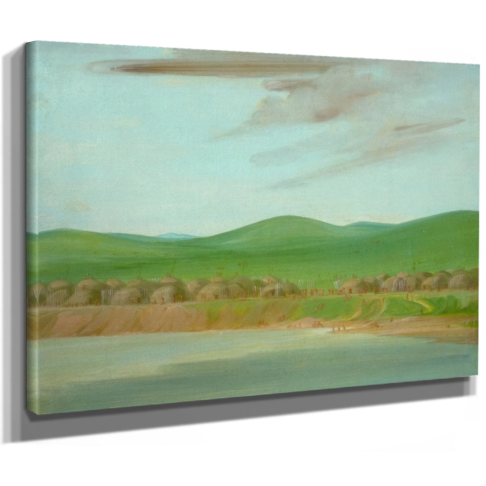 Arikara Village Of Earth Covered Lodges, 1600 Miles Above St. Louis By George Catlin Fine Art Print